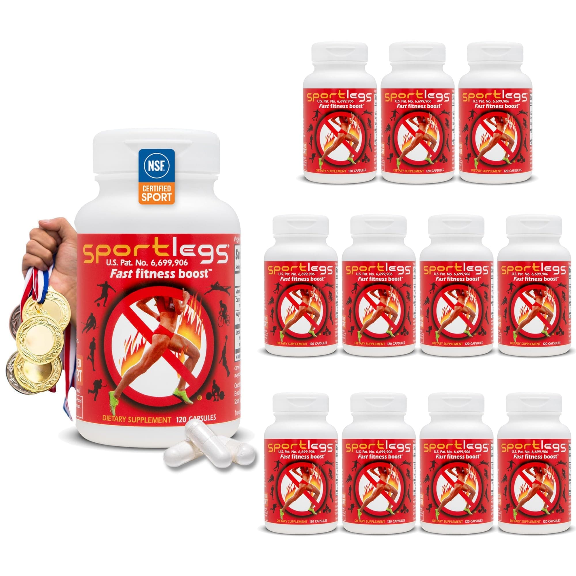 SPORTLEGS Lactic Acid Capsules - Pre Workout for Men and Women, Running Marat...