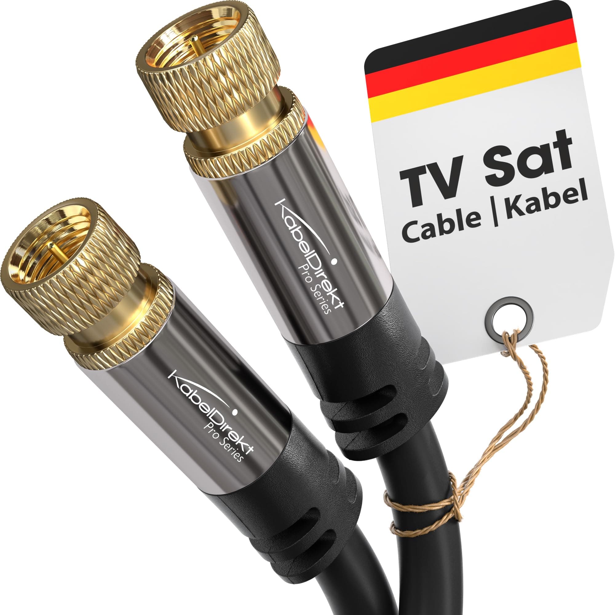 KabelDirekt – SAT Cable – Coaxial, Internet & Satellite TV/Aerial Cable with F-Connector, Metal Plug – Designed in Germany – 0.5m (Radio, DVB-T2, DVB-C, DVB-S2 – black)