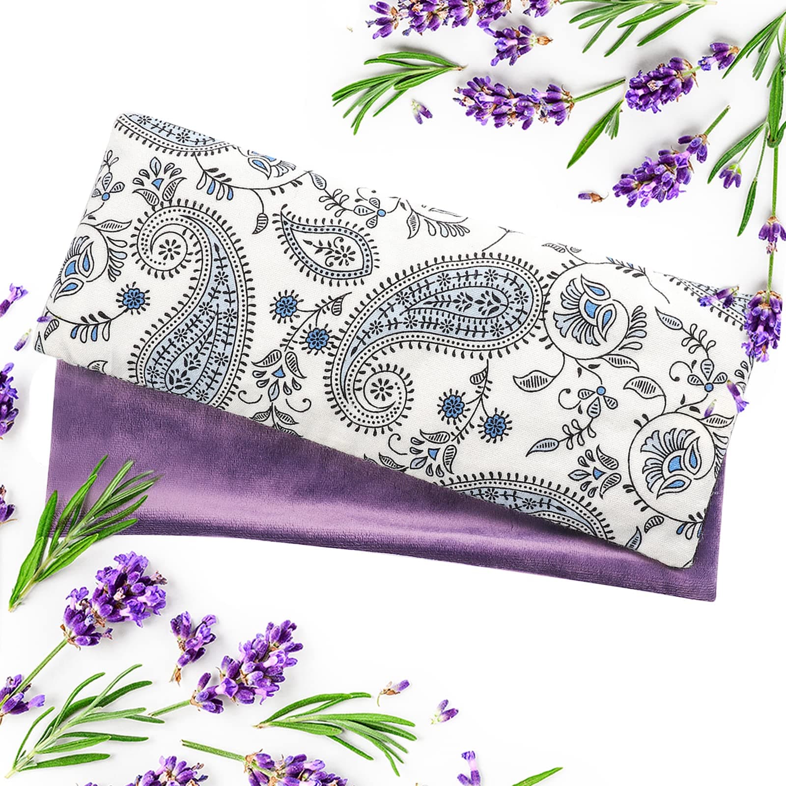 Hihealer Lavender Eye Pillow with Extra Cover - Relaxing Sleep Mask Yoga Meditation Relaxation - for Women (White with Purple Case, Standard)