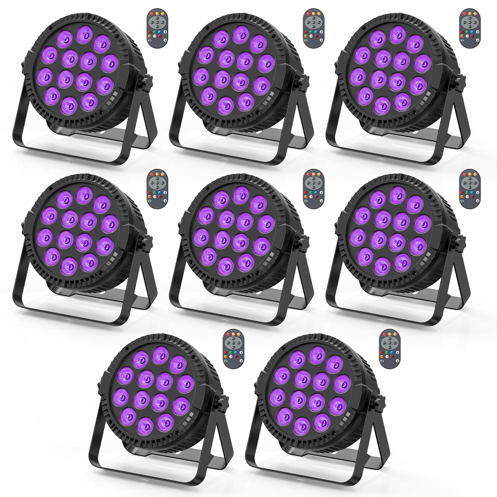 8 PCS LED Par Can Light Stage Lighting 14 RGBW DMX512 Strobe Light with Wireless Remote Adjustable Speed via Auto/Sound-Activated/Master-Slave Disco Light for Party DJ Bar