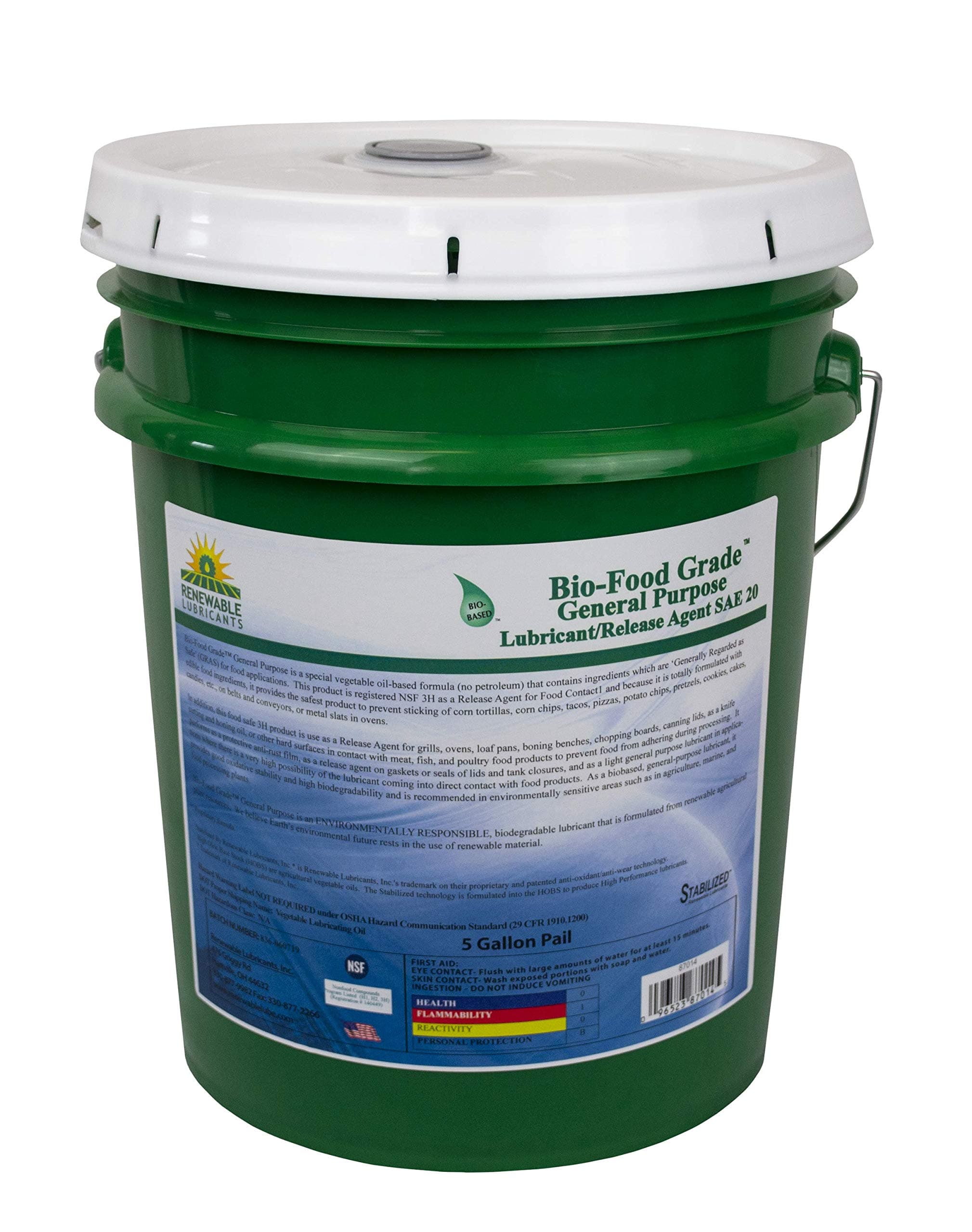 Bio-Food Grade SAE 20 General Purpose Lubricant, 5 Gallon Pail