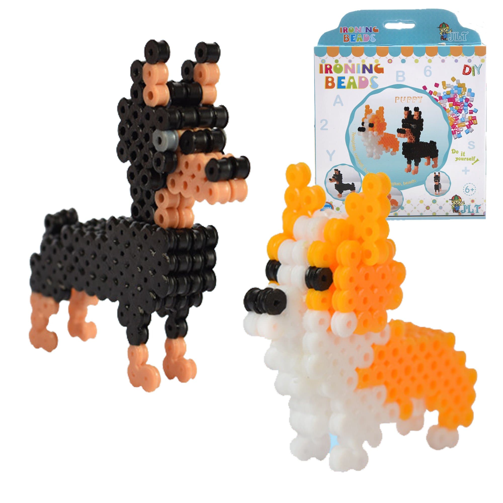 DOER Hand Craft Creative Assemble 3D Fuse Beads Kit – DIY Learning Stereoscopic Puzzle Dog Puppy – Fun Fusion Fuse Beans Set (Dobermann/Corgi)