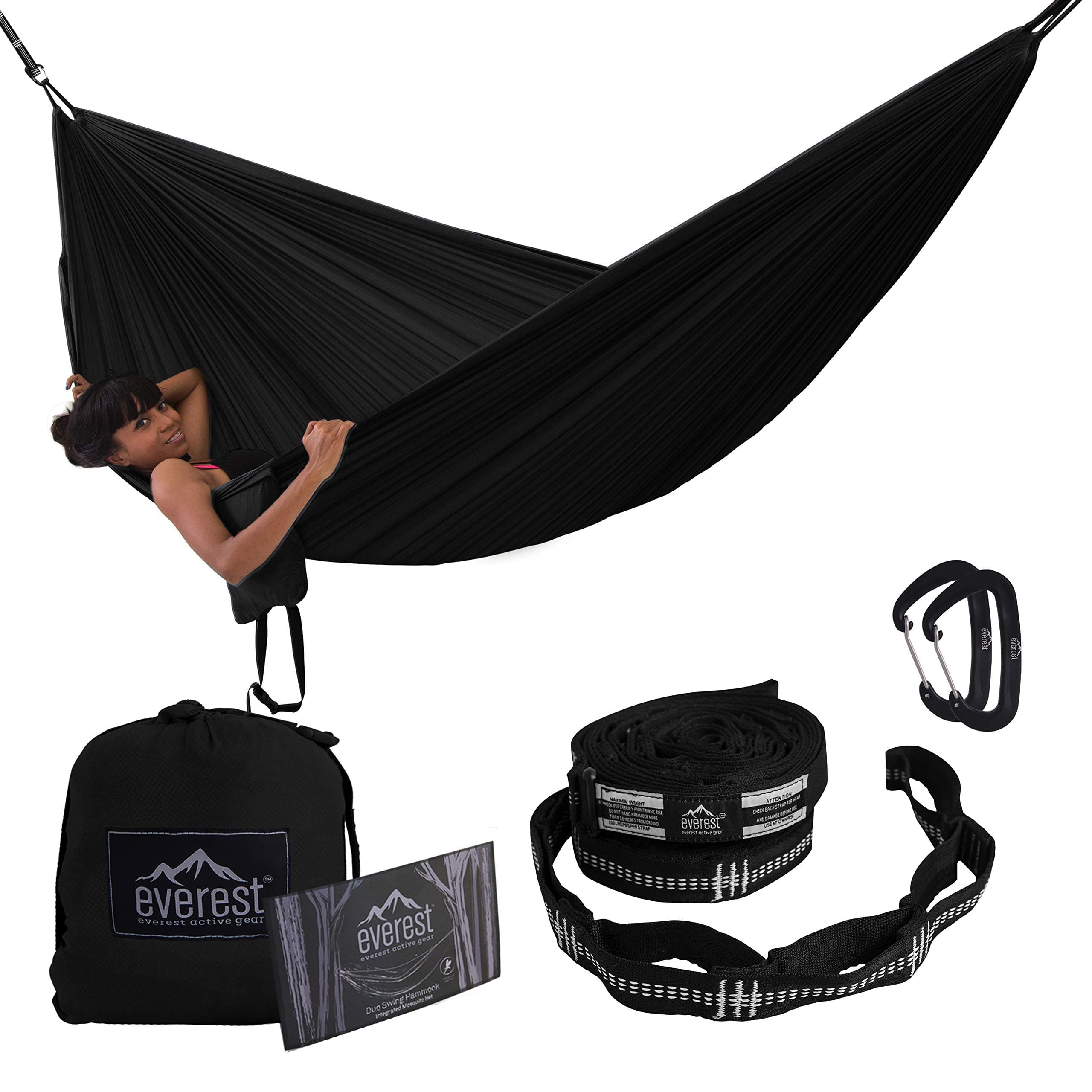 Camping Hammock - Everest | Double Outdoor Hammocks with Carabiners & Tree Saver Straps Parachute Ripstop Diamond Weave Nylon Lightweight Portable for Hiking, Backpacking & Travel