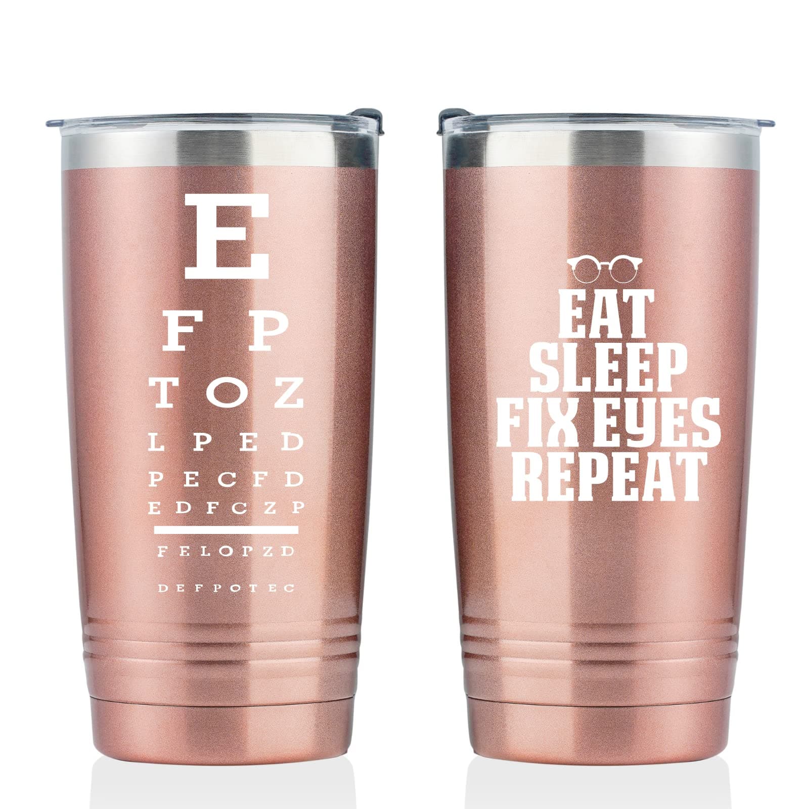 Optometry Gifts for Women, Double Side Print, Eat Sleep Fix Eyes Repeat, One 20 oz Travel Tumbler with Lid and Straw, Gift Box and Card Included, Ophthalmology gifts for Eye Doctors