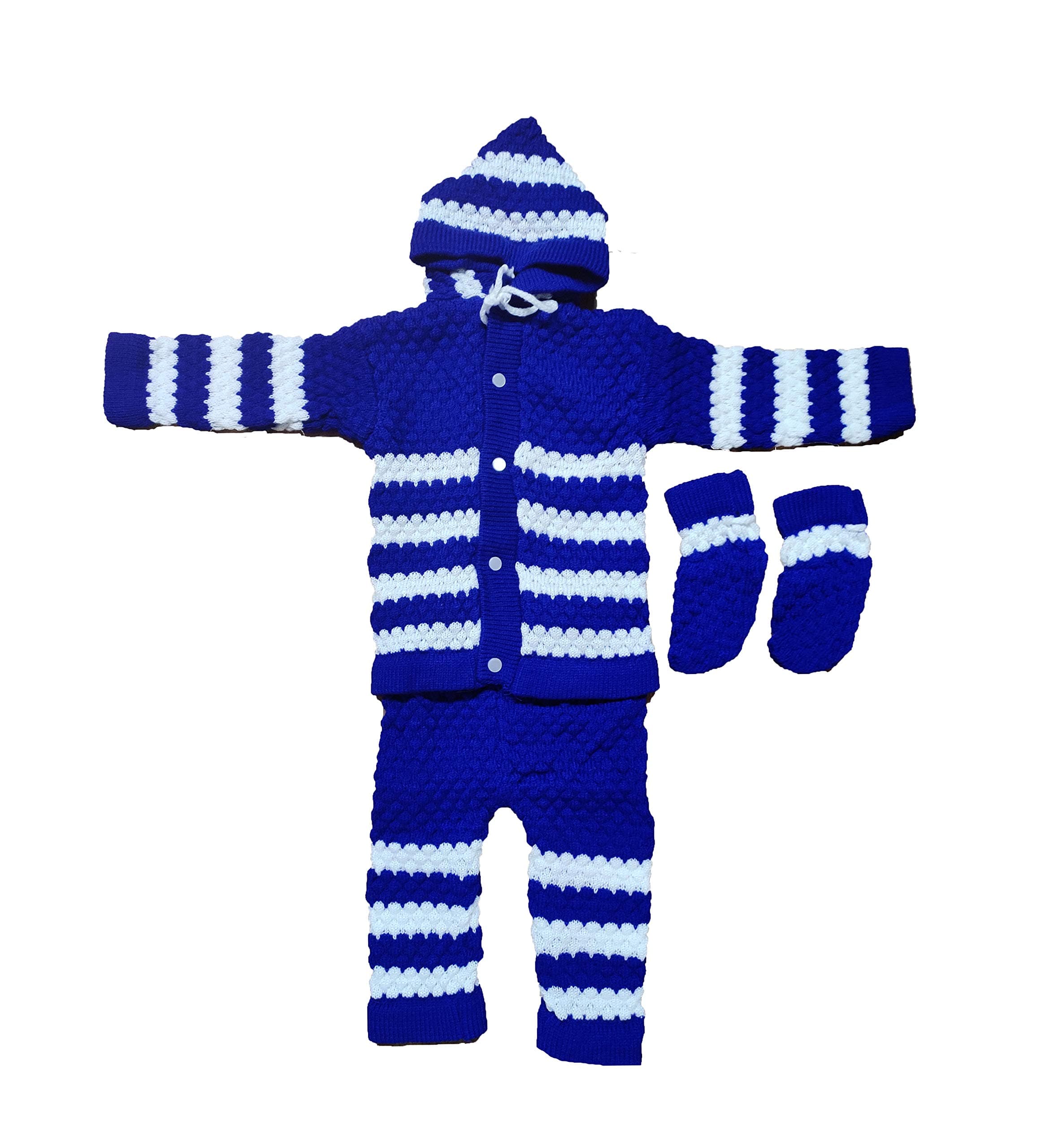 CUSTOMARY Baby Boy's and Baby Girl's Sweater, Pyjama and Booties Set