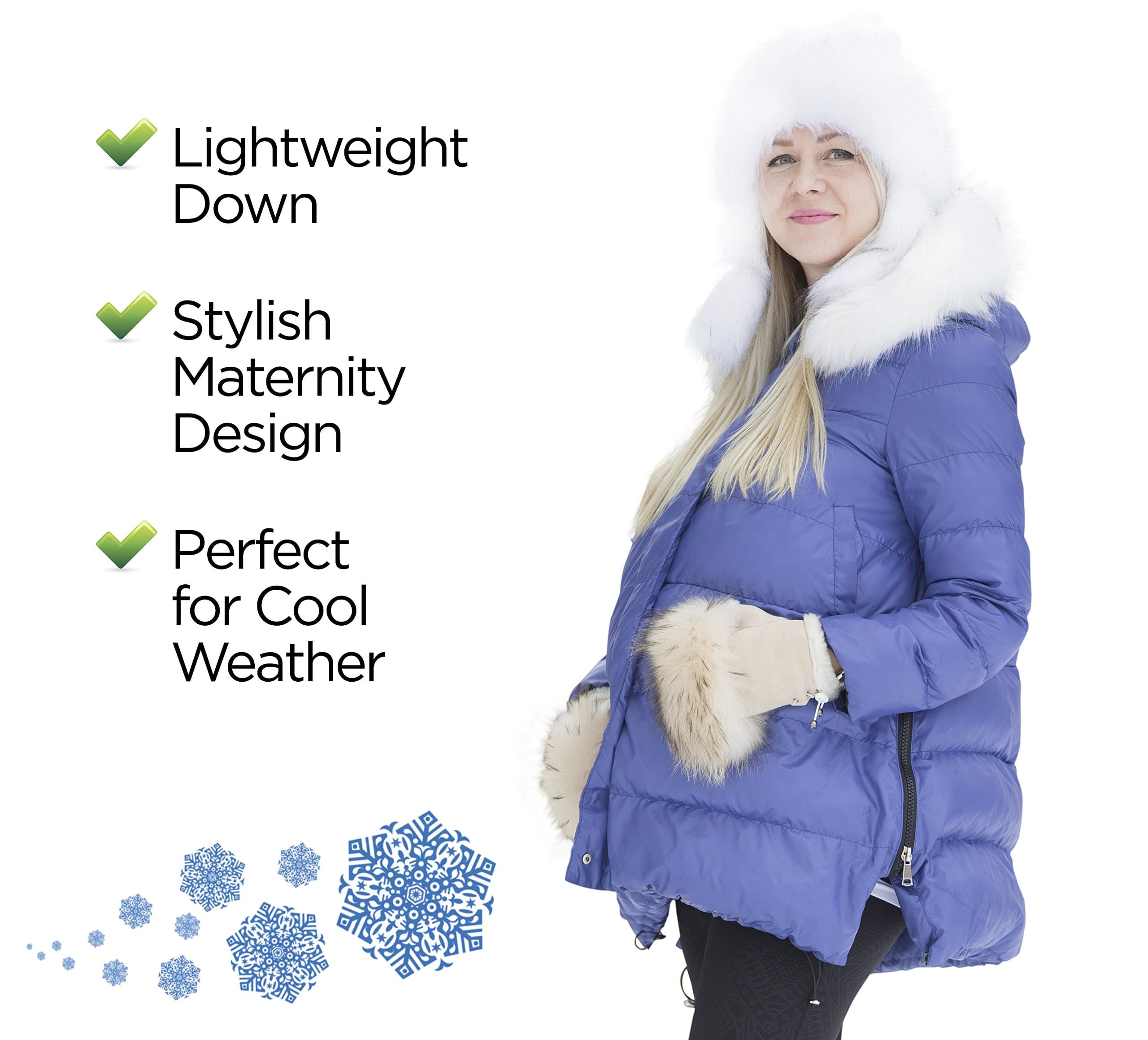 Maternity Blue Winter Jacket, Fashion Outerwear for Pregnant Women, Down Jacket will Keep the Belly Warm