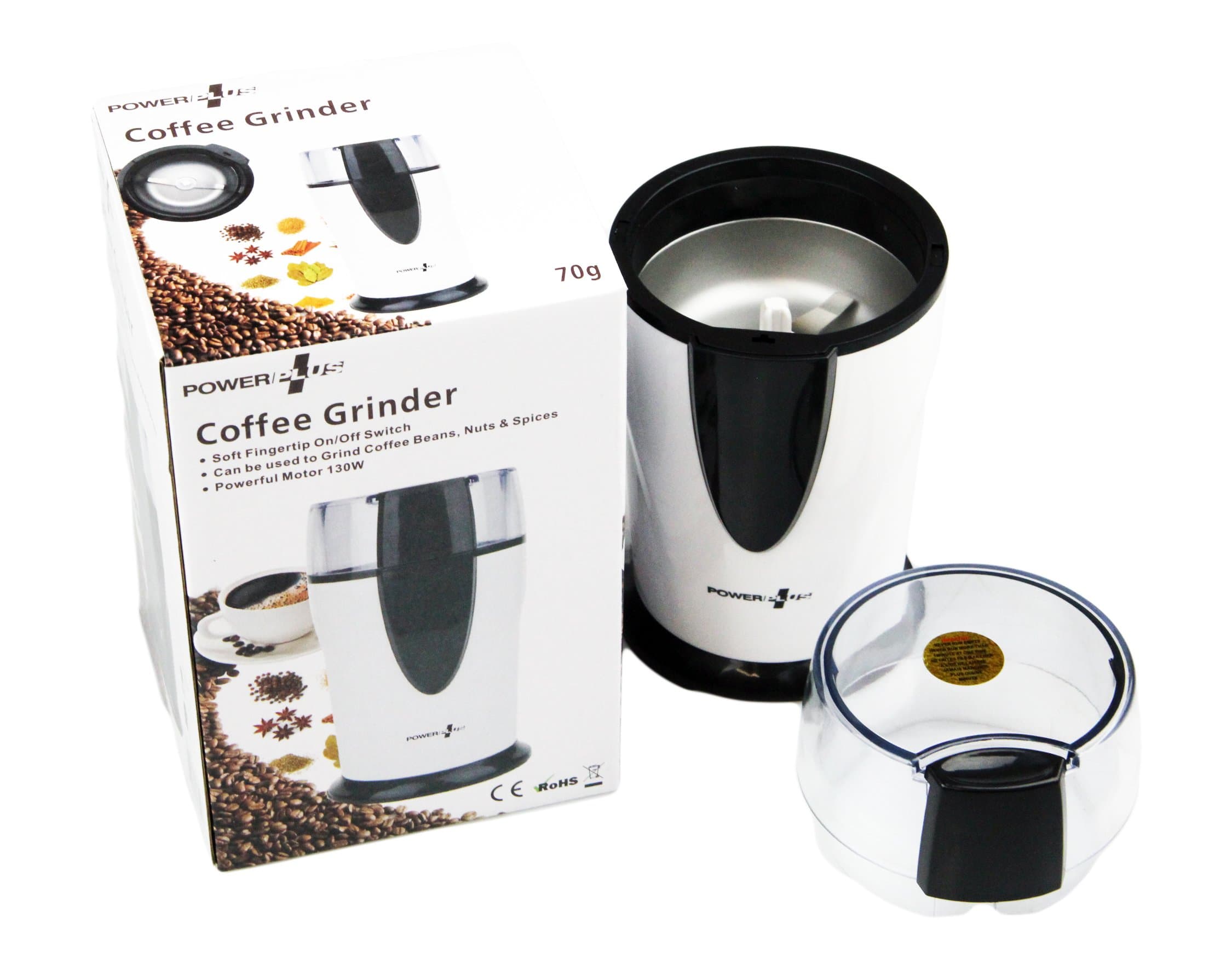 PoundSaver® Electric Grinder for Making Coffee Beans Seed Herb Pepper Nuts Spice with Durable Stainless Steel Bowl Blades & Powerful Motor 70g