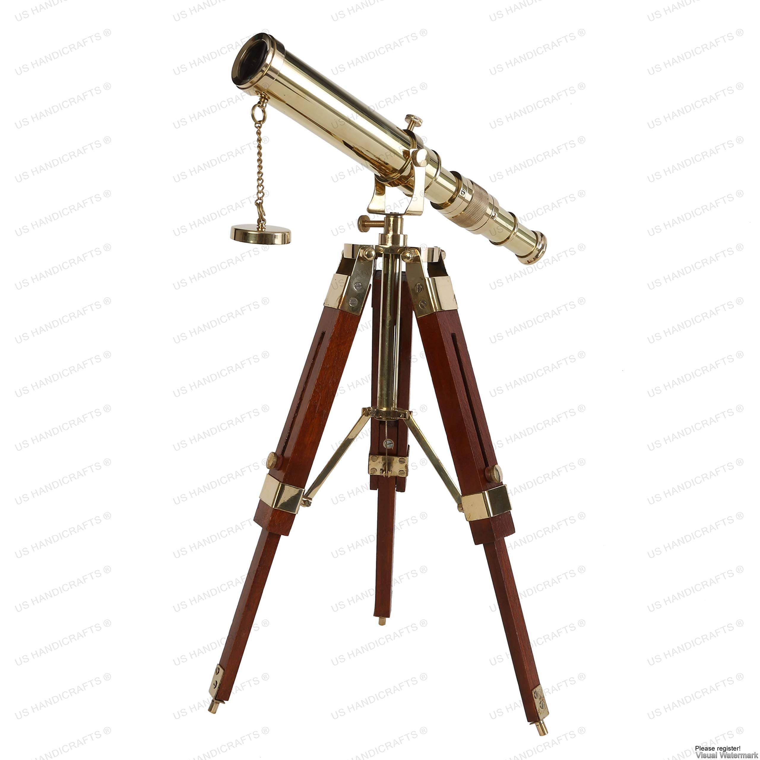 US HANDICRAFTS Vintage Brass Telescope on Tripod Stand - Antique Desktop Spyglass With DF Lens for Home Decor, Table Accessory, Navy and Outdoor Adventures