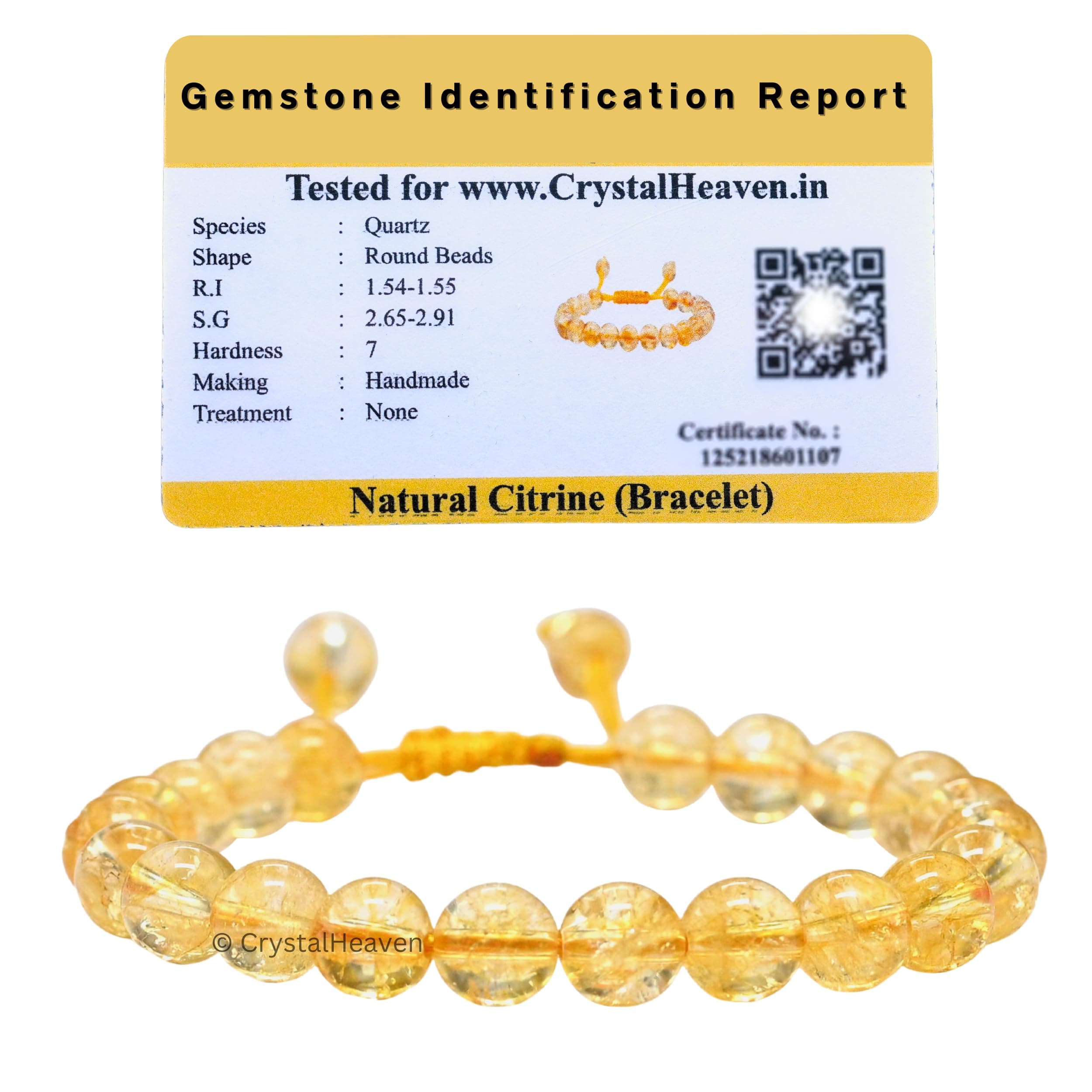 Natural Healing Crystal Bracelet for Women Men - AAA Grade Original Healing Gemstone Adjustable Bracelet for Yoga Reiki Meditation Feng Shui (Citrine)