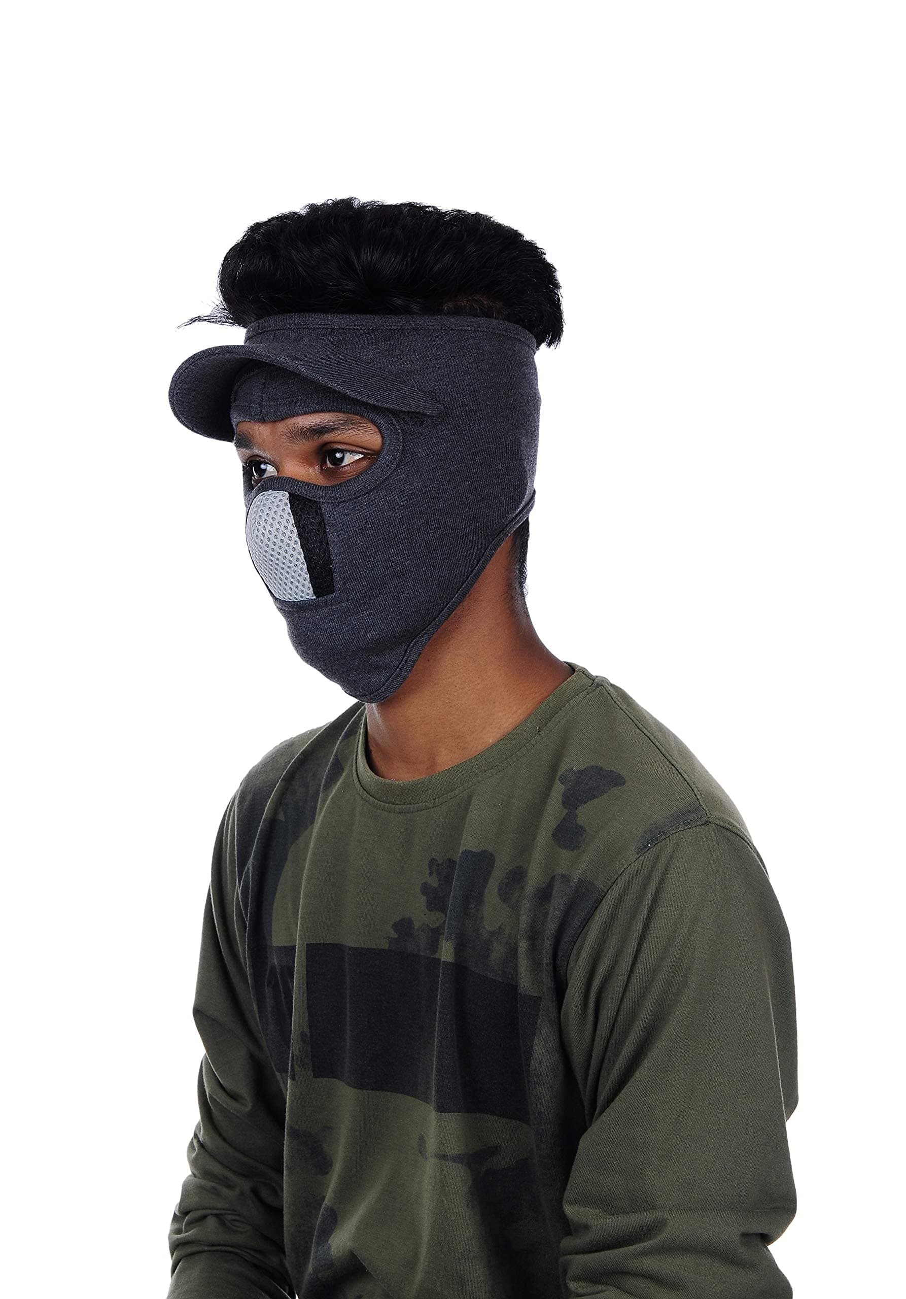 H International Ninja Anti Pollution Dust Protective Face Mask Mouth and Nose Respirator & Balaclava Full Face Cover Winter, Bike Ridder, Camping Ski hiking -Grey