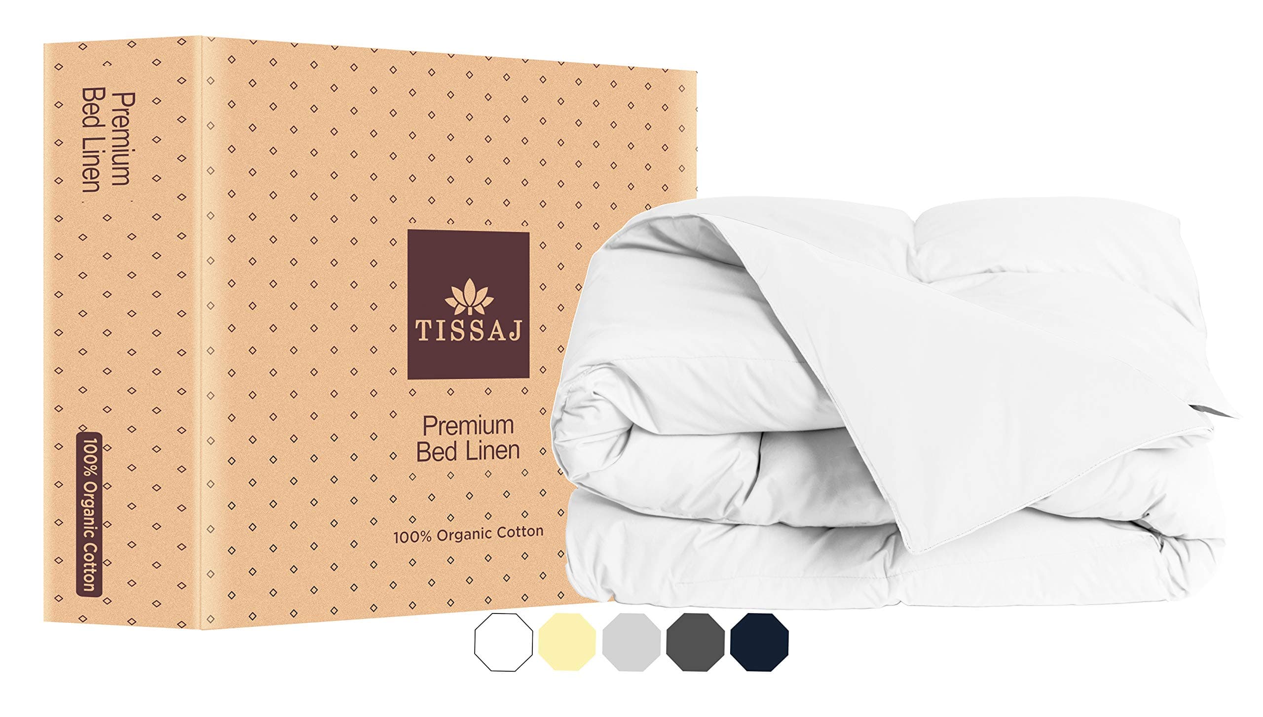 Resort Collection – King Size Duvet Cover – 100% GOTS Certified Organic Cotton – Sateen Weave – Ultra White Color