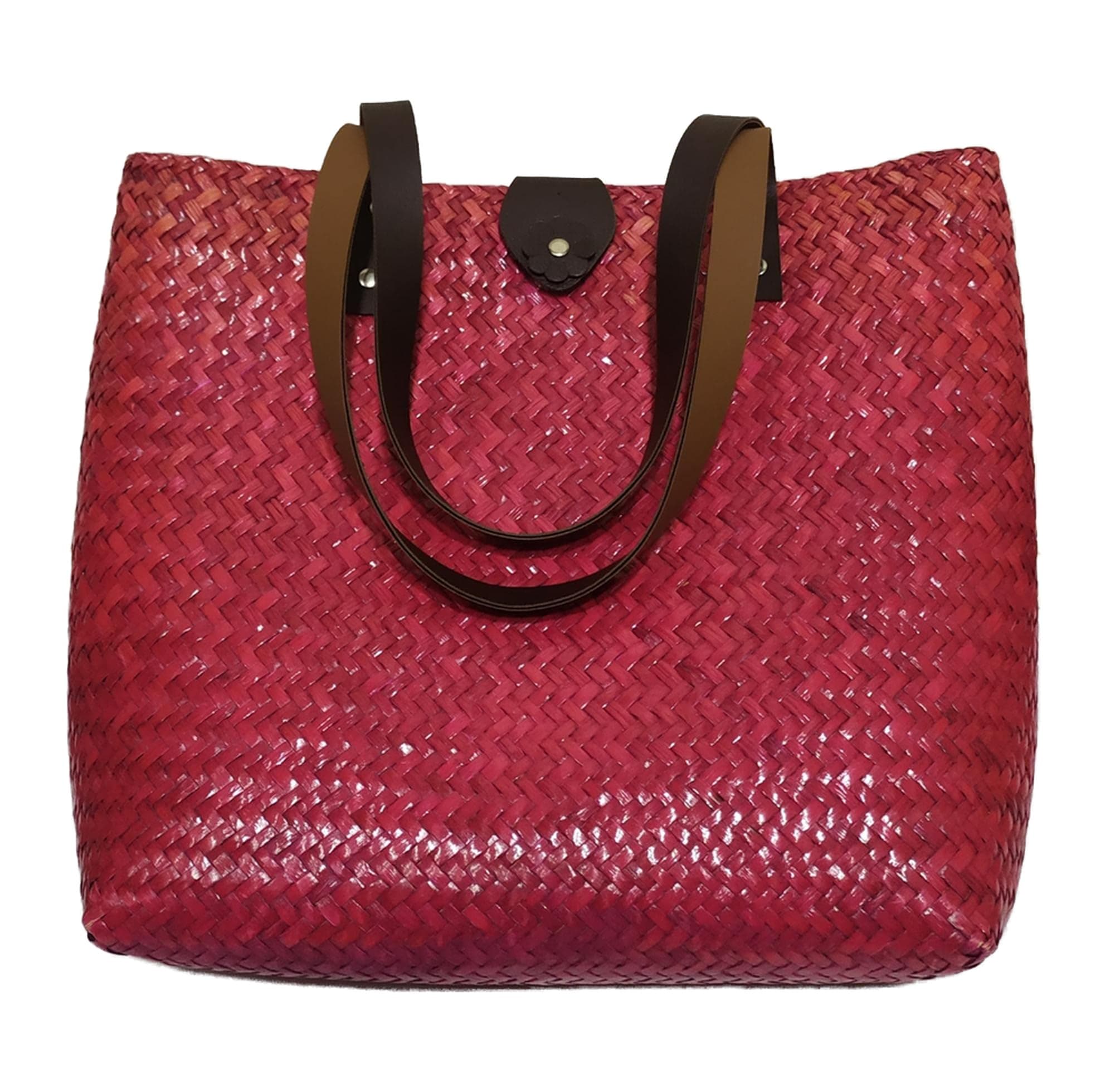 Thailand Handmade Krajood Red Colour Woven Bag with Zip