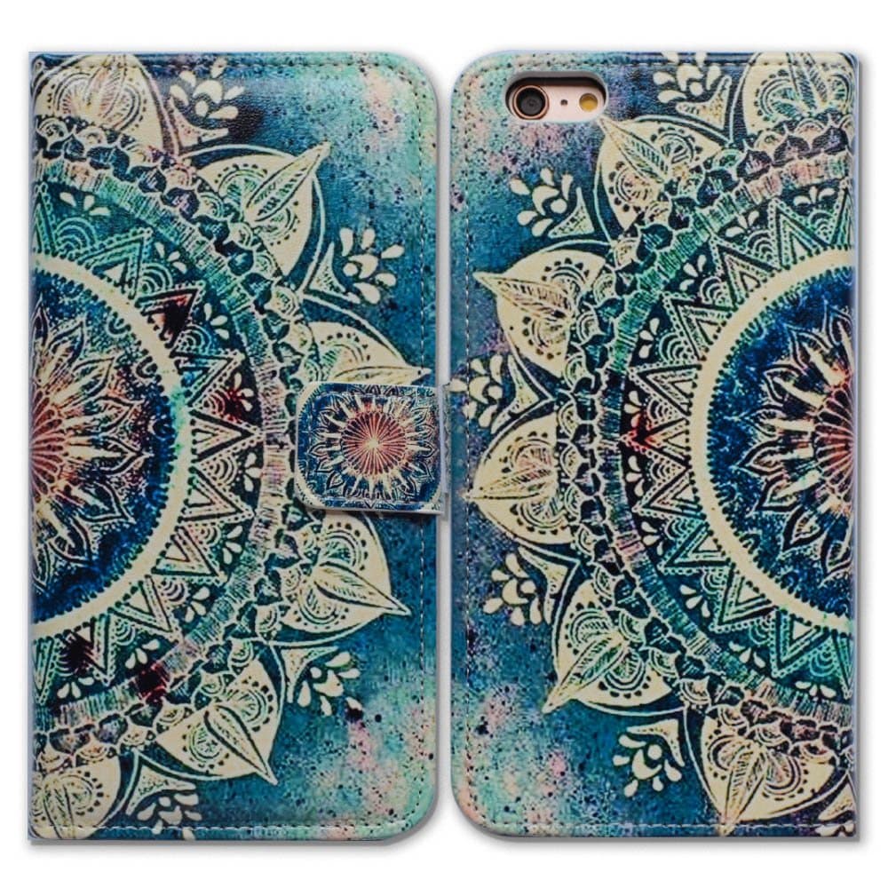 - Case for iPhone SE 2022/iPhone SE 3rd Gen/iPhone SE 2020, Green Circular Mandala Wallet Flip Leather Cover Case with Credit Card Slot ID Card Holder Kickstand for iPhone 7/8/SE 2022