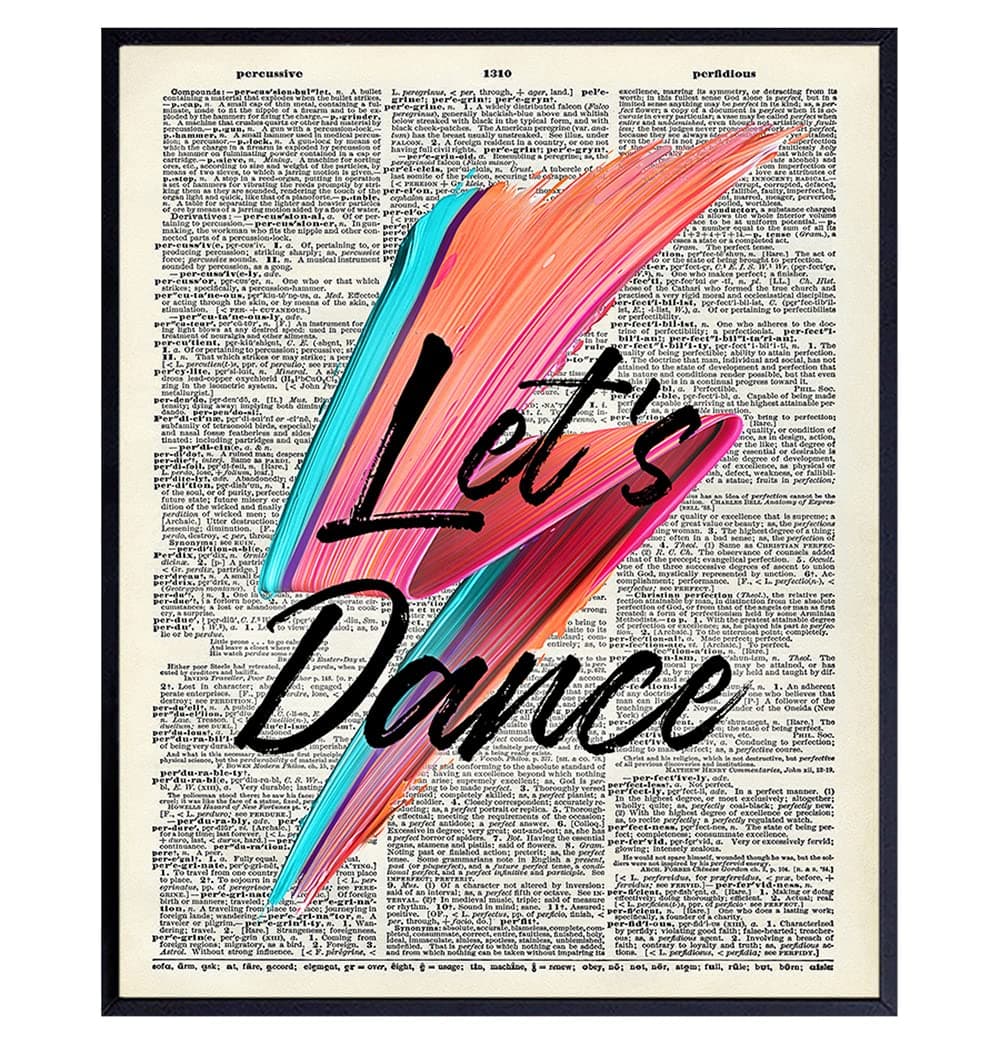 Let's Dance Poster Print - 8x10 Dictionary Wall Art Decor, Home Decoration for Bedroom, Bathroom, Living Room - Cool Unique Gift for Women, Men, 80s Music, Punk Rock Fan