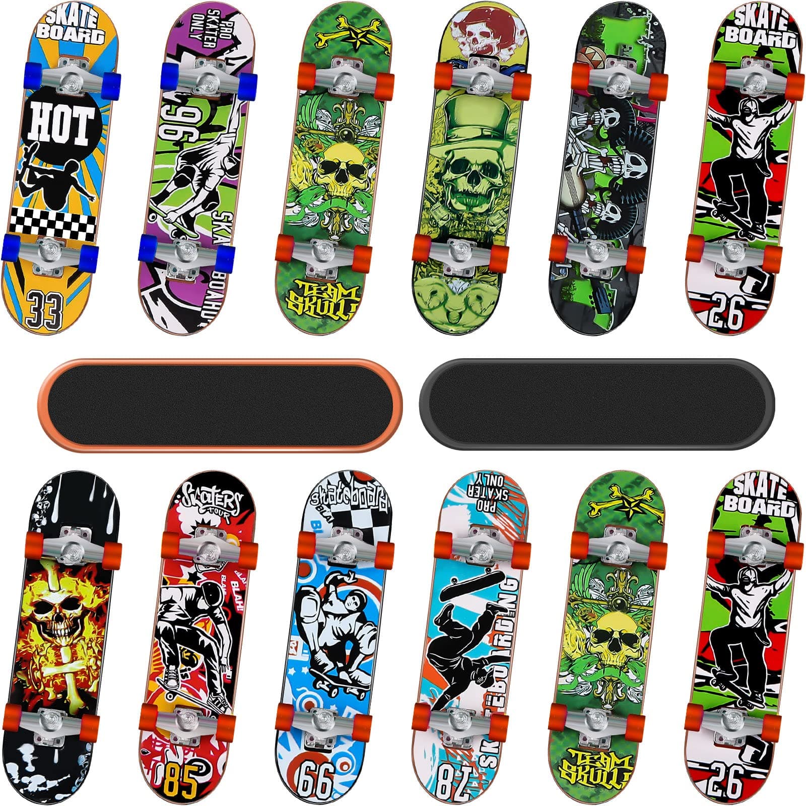 12 Pack Collectible Fingerboards Finger Skateboards Toy Mini Fingerboards Skateboards Set Finger Toy Skateboards Gifts for Skate Lovers Finger Skater Finger Party Favors Random Style (Sport Style)