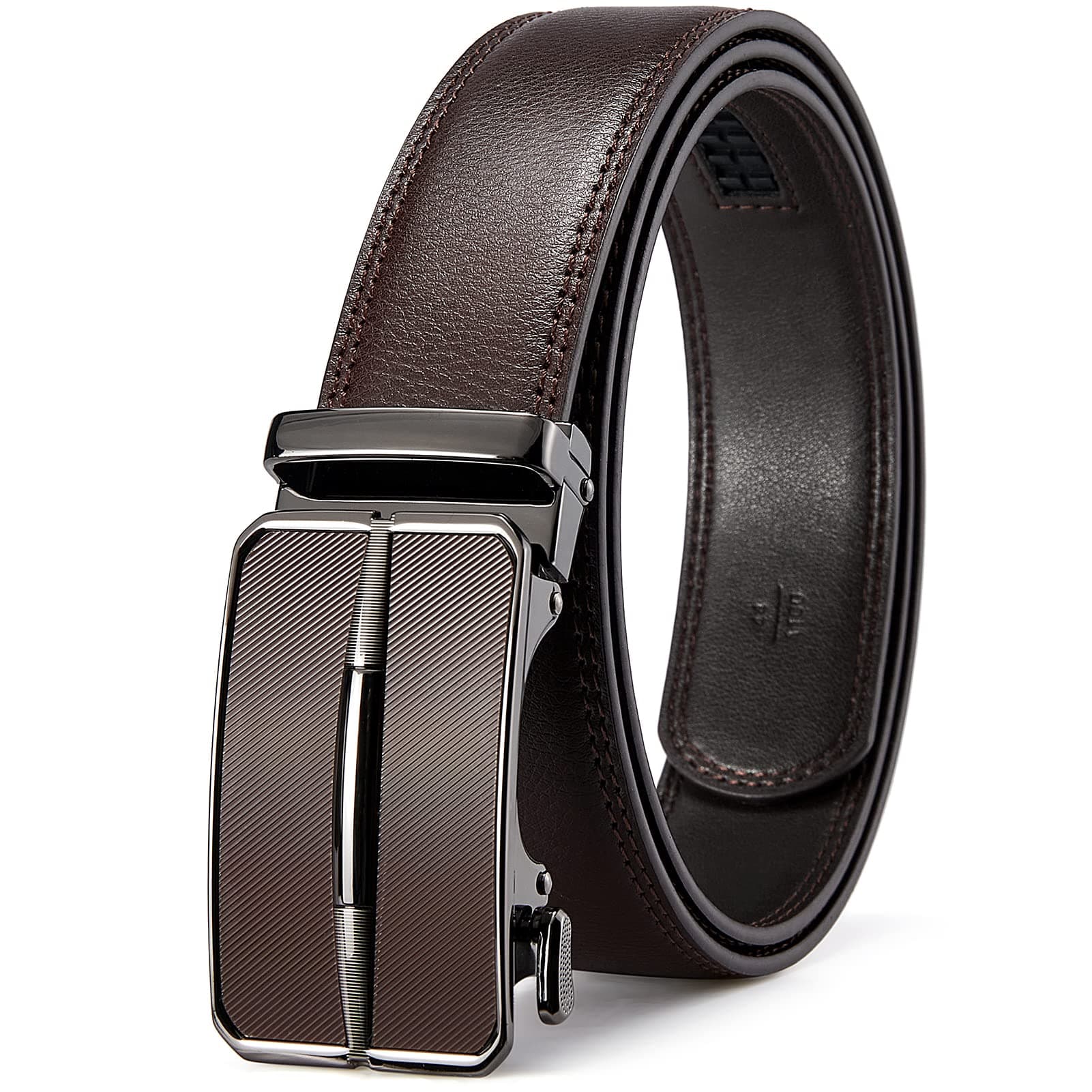 BOSTANTEN Mens Belt Leather Ratchet Belt For Men Dress and Casual with Adjustable Buckle, Trim to Fit