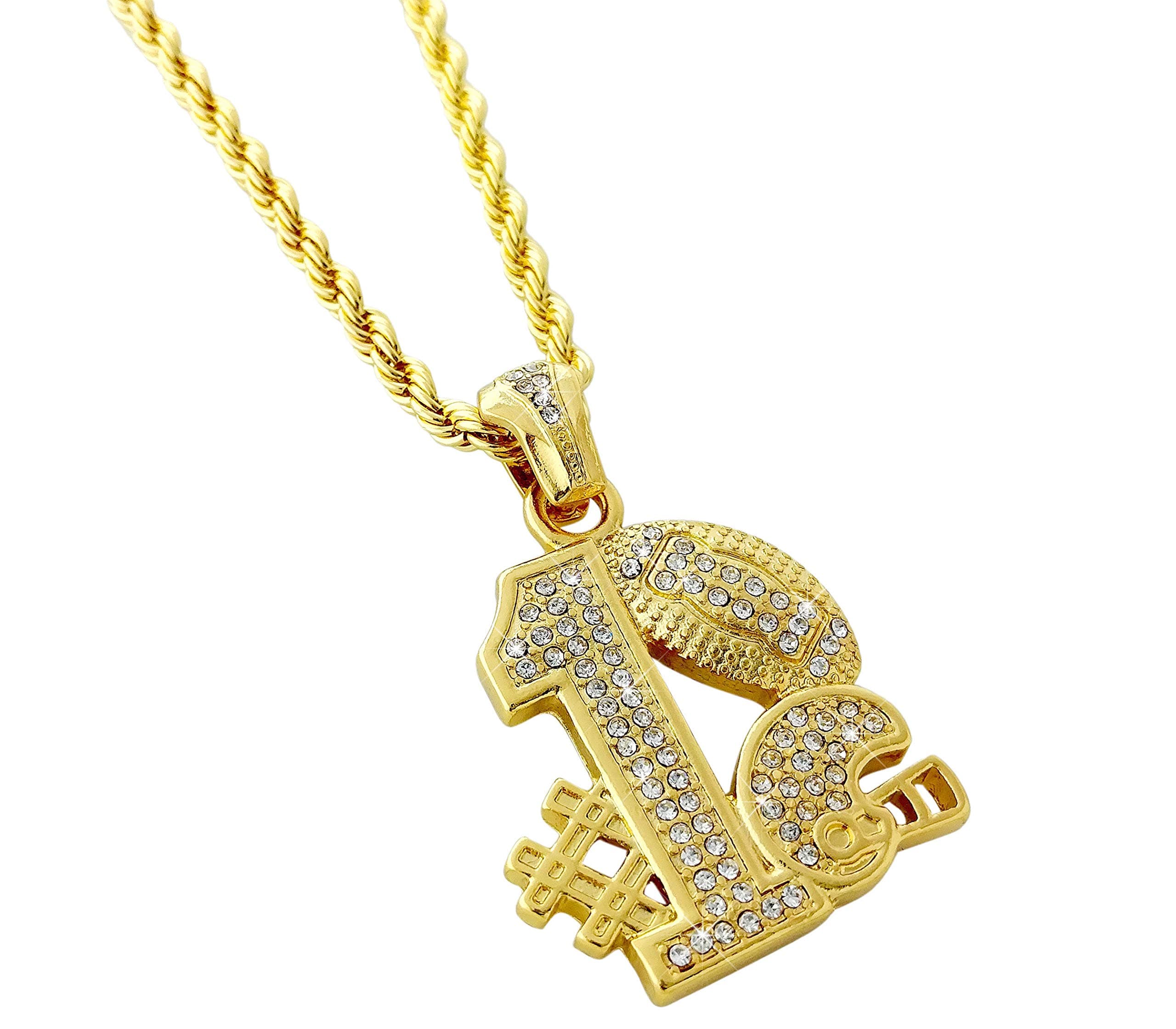 #1 Football Team Pendant Necklace with 24" Rope Chain