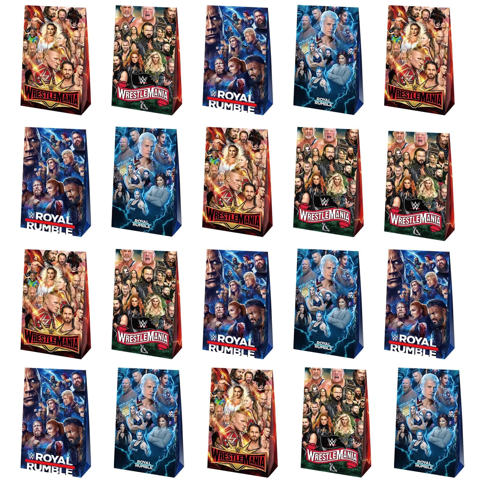 20pcs Wrestling Goodie Bags, Wrestling Themed Party Bags for Boys Girls Kids Party Decorations (Wrestling)