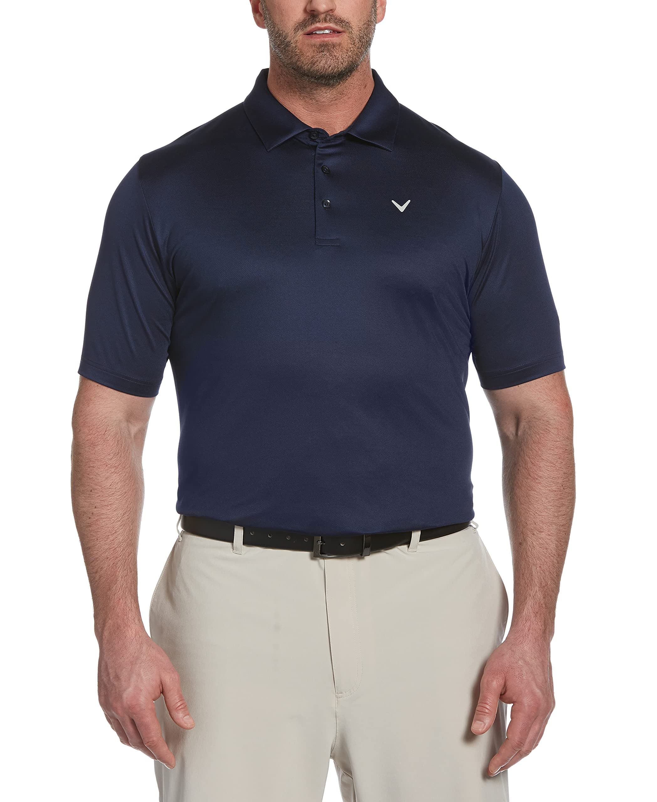 Callaway Men's Swing Tech Mini Print Short Sleeve Golf Polo Shirt, Moisture-Wicking, Ventilated Fabric, Sun Protection