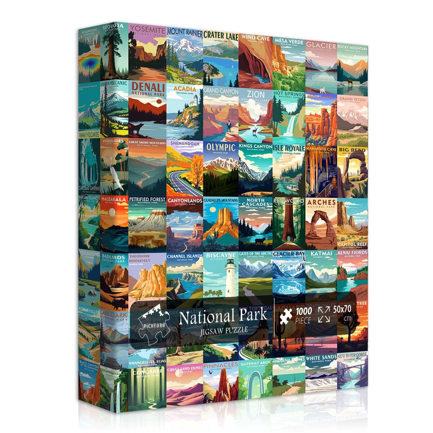 National Parks Puzzle for Adults 1000 Pieces, Travel Poster Landscape Puzzle Including Zion Yellowstone Yosemite, Nature Jigsaw Puzzles Scenery Mountain Scene