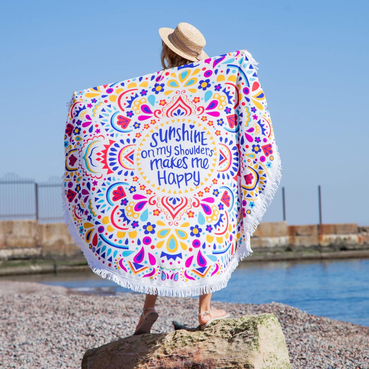 LAIMAI Microfiber Sand Free Beach Towel Super Absorbent Lightweight Thin Oversized Big Towel Blanket for Travel Pool Swimming Bath Camping Yoga Tesalate Girl Women Men (Makes me Happy #19)