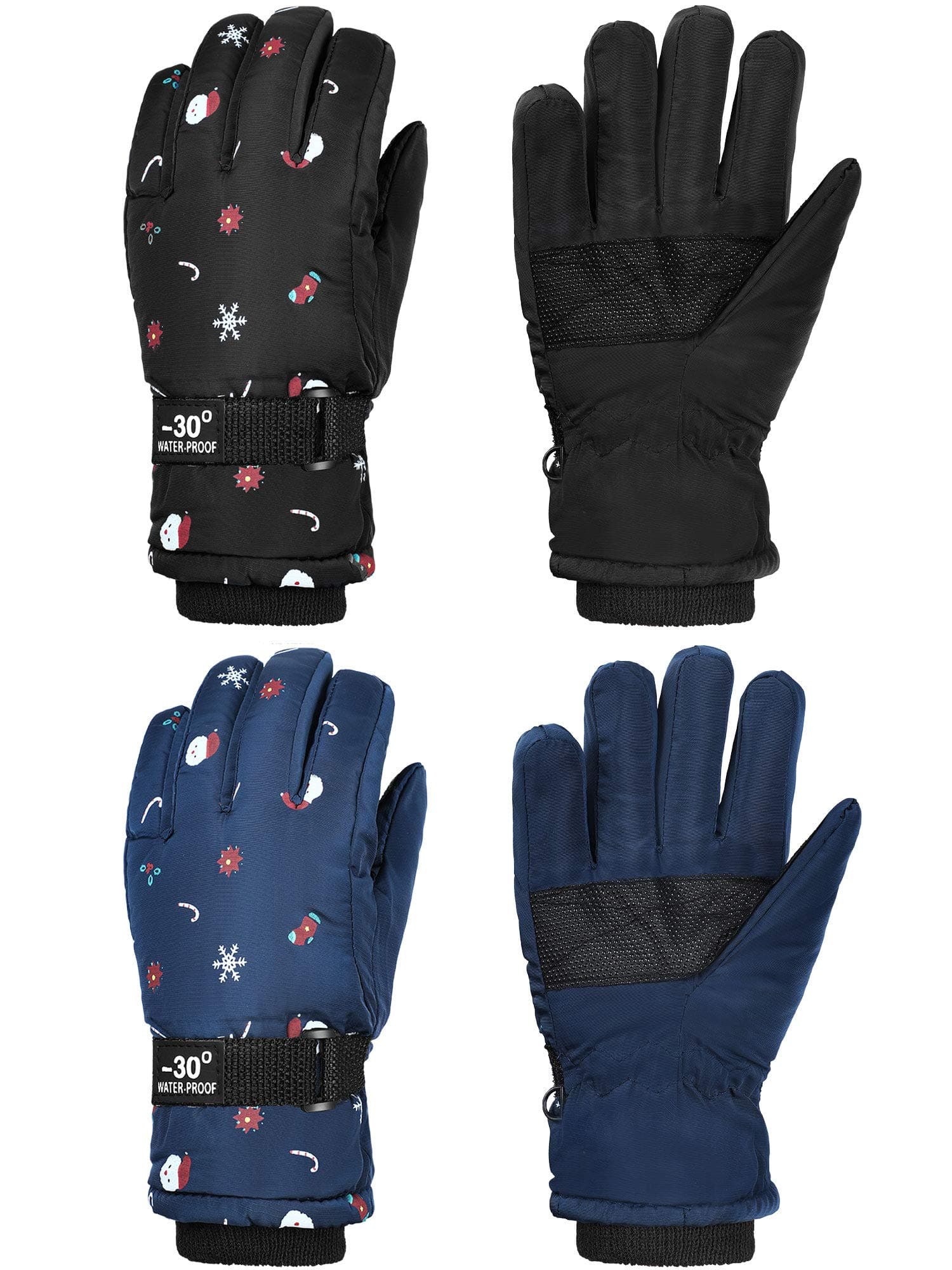 Hicarer 2 Pairs Kids Waterproof Winter Gloves Snow Gloves for Boys Girls Child Toddler Warm Ski Gloves for Cold Weather