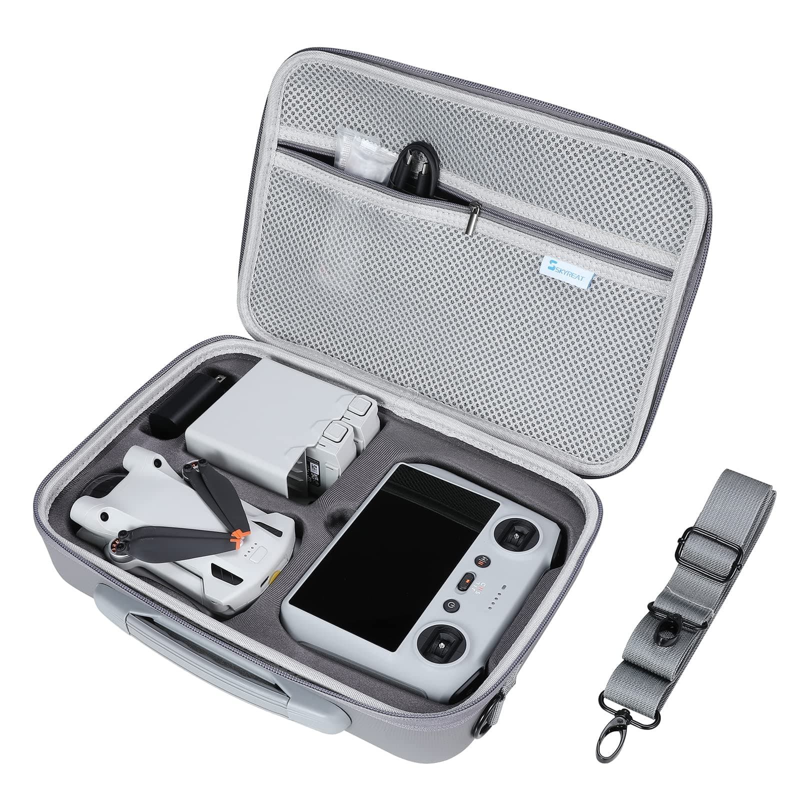 Skyreat Mini 3 Pro Case RC Controller, Portable PU Leather Storage Shoulder Bag for DJI Mini 3 Pro Accessories, b1623