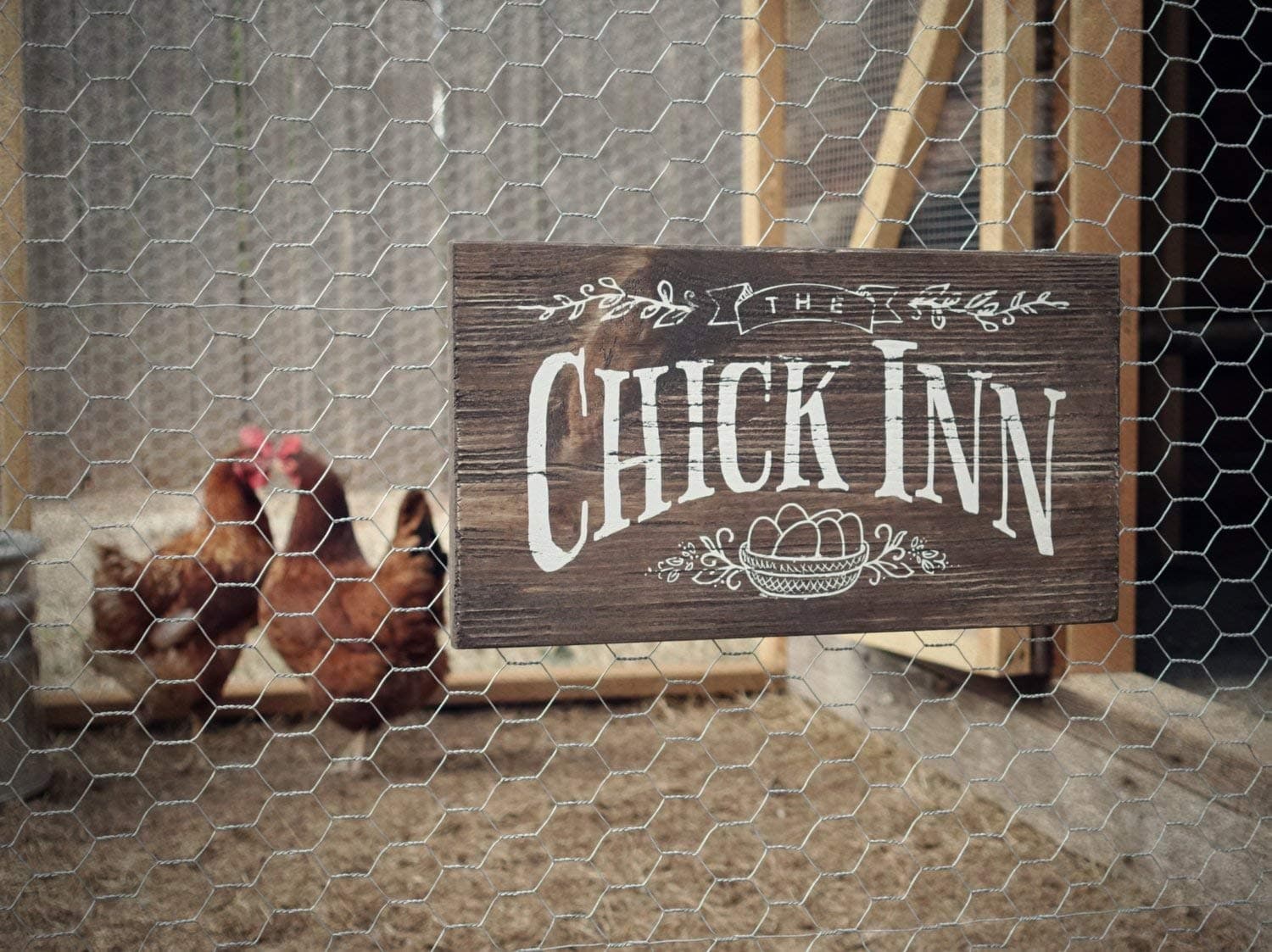 CPWood Rustic Wood Sign The Chick Inn for your Chicken Coop Hen House Garden or Indoor Decor 13x 7.25