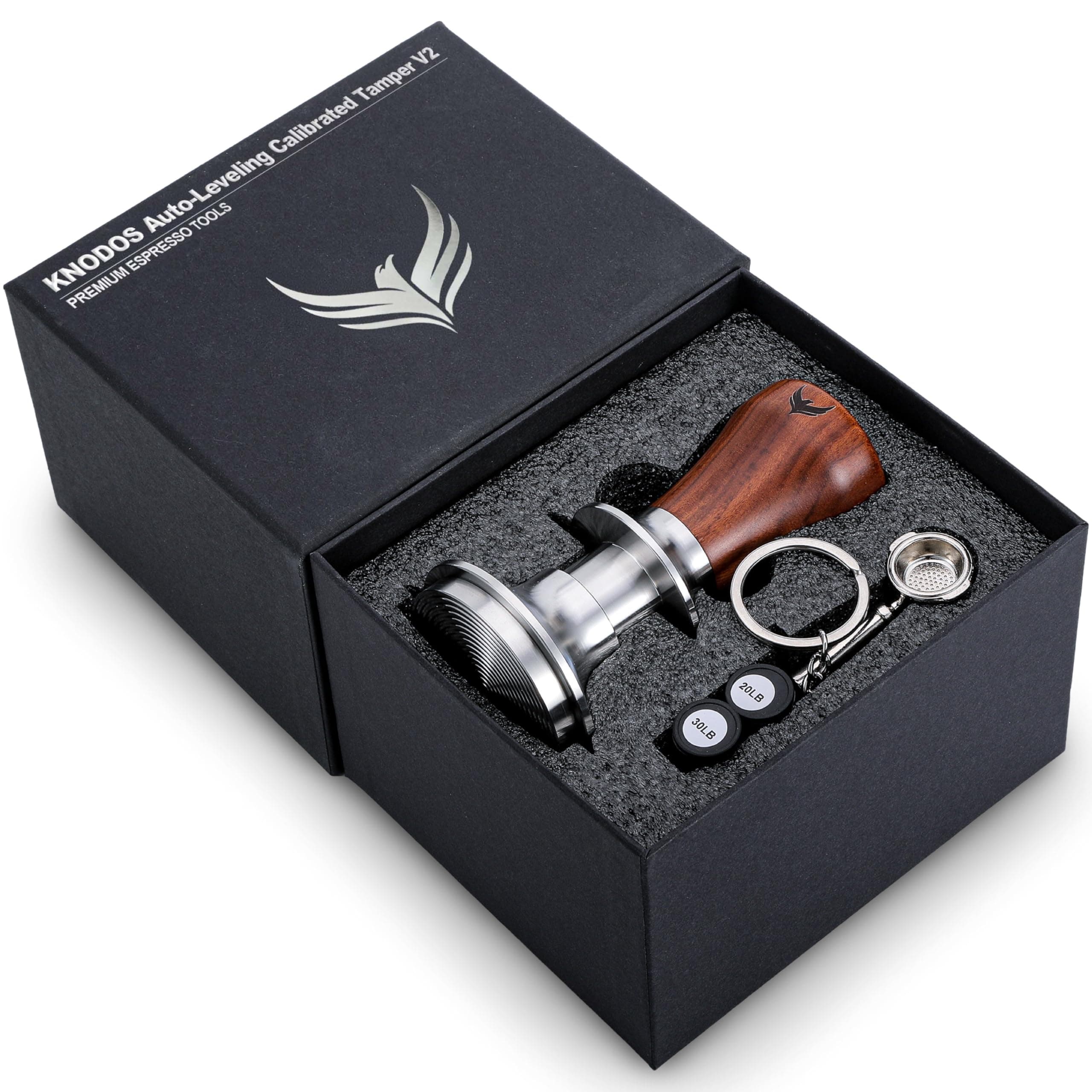 51mm Tamper Tool Espresso V2 Rosewood Spring Loaded 30LB Calibrated Coffee Tamper Compatible With Delonghi, Casabrews, Smeg and more Espresso Machine Accessories