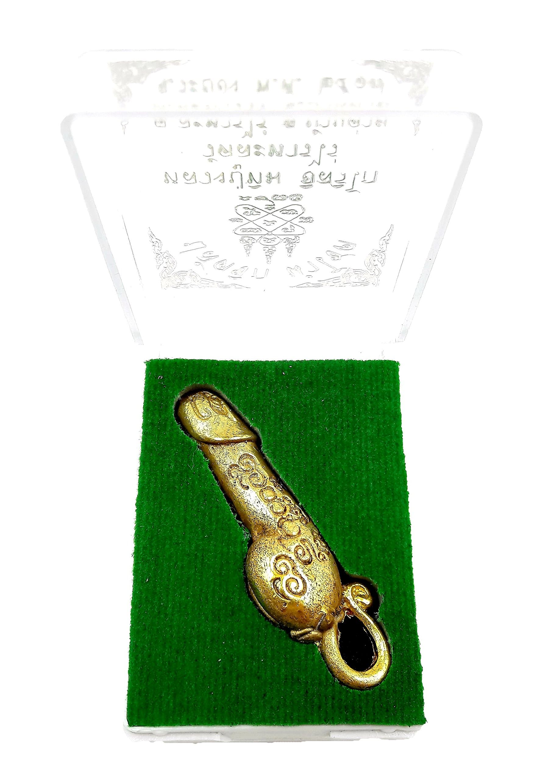 Original box antique sacred tiger gold pendant takrut lp' Tim powerful life protection with necklace