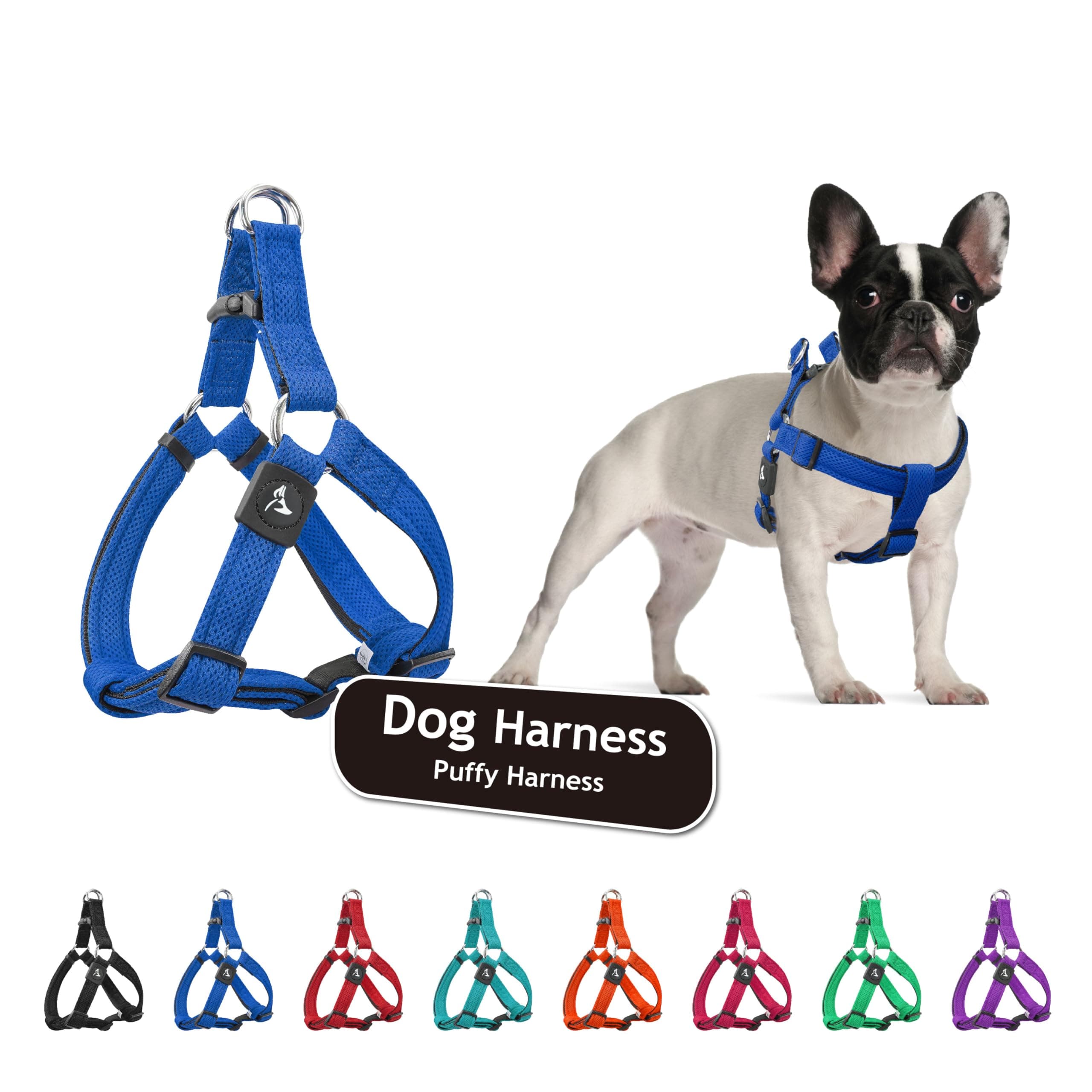 Kruz No Pull Dog Harness (Chest 21”-30”, Weight 22-53 lbs) Heavy-Duty Pet Harness for Medium Breeds, Ultra-Comfort Fit, Lifetime Durability, Adjustable Dog Harness No Pull Design (Blue, Medium)