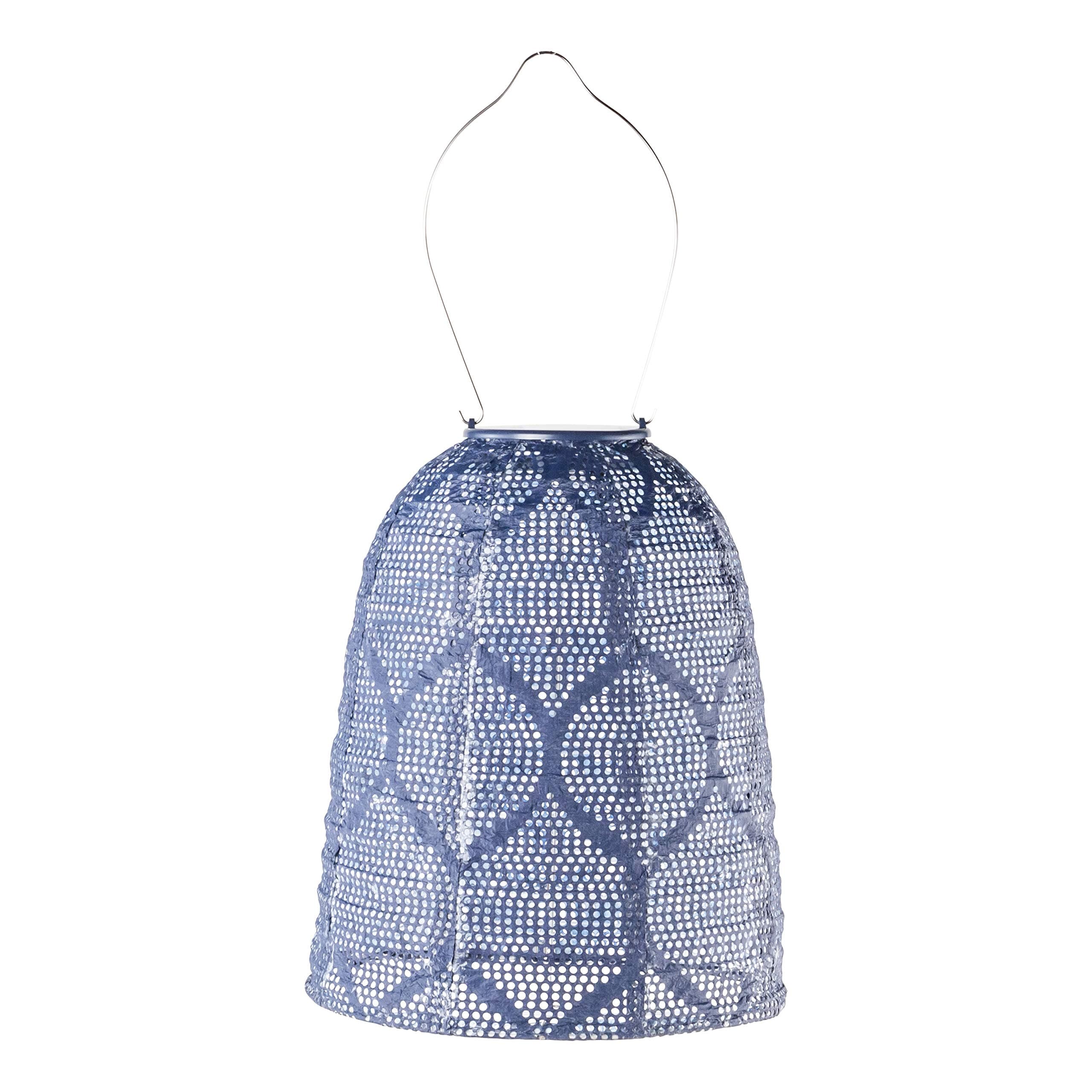 Allsop Soji Stella Bell LED Outdoor Solar Lantern, 11" Handmade with Weather-Resistant UV Treated Fabric, Stainless Steel Hardware, Auto Sensor on/Off, for Patio, Deck, Garden