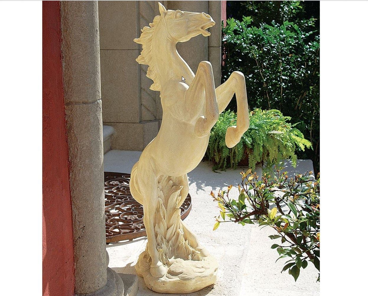 34" Standing Stallion Horse Home Gallery Garden Sculpture Statue Figurine