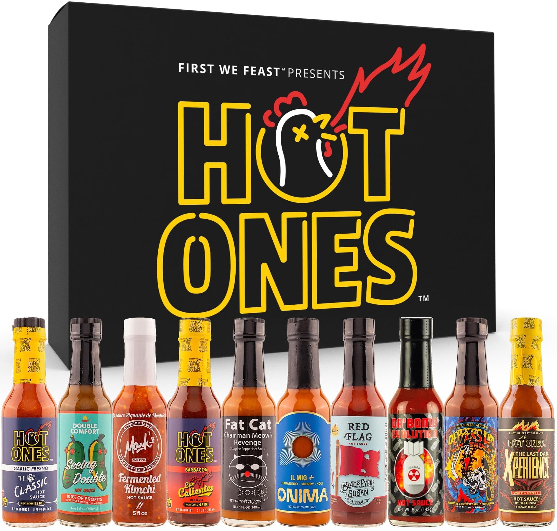Hot Ones Hot Sauce Challenge Set Season 24 Small Batch Hot Sauce Sampler Gift Set Variety Pack | Made with Natural Ingredients | 5 fl oz Bottles (10-Pack)