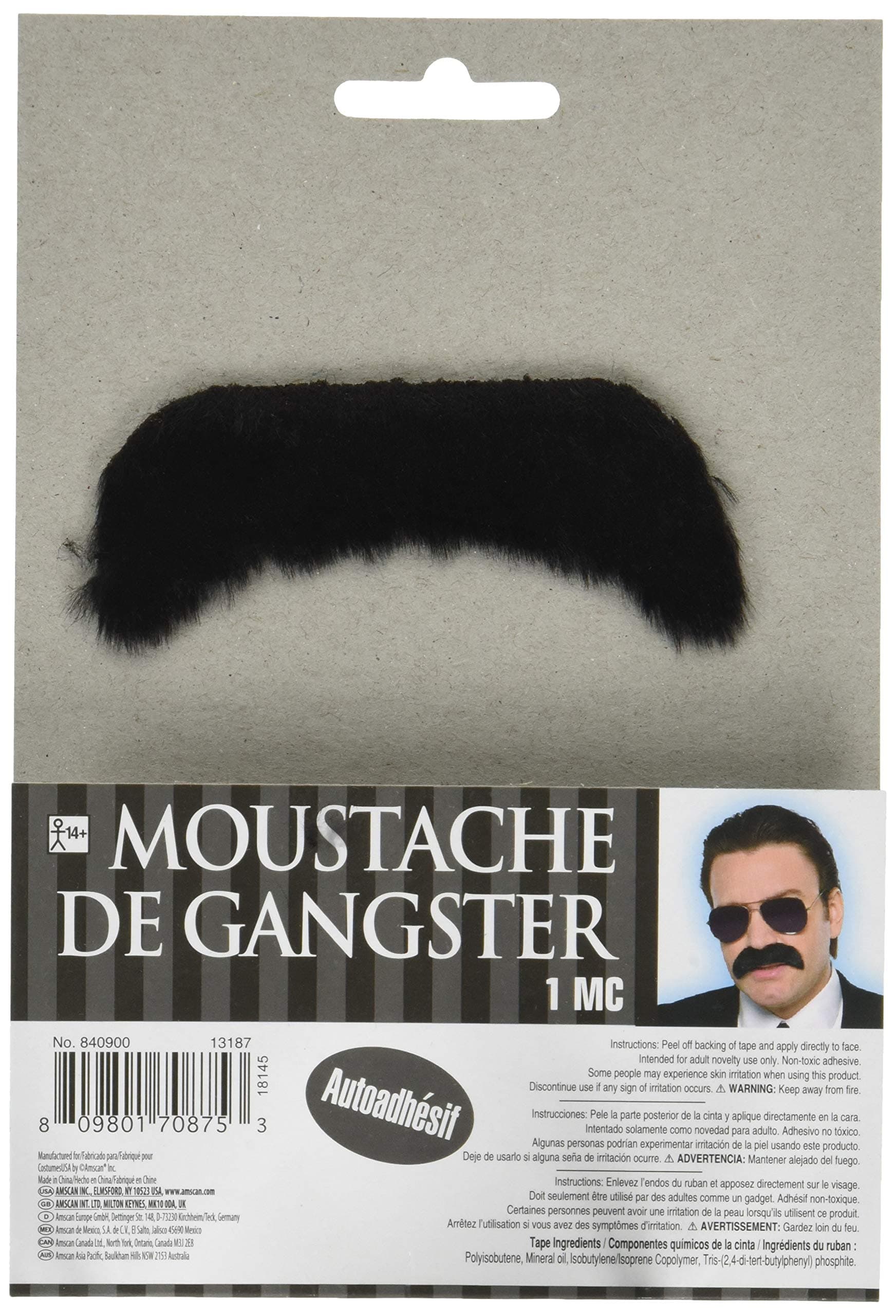 Black Good Fella Moustache - Perfect for Wacky Entertainment, Role Plays & Stage Performances (1 Pc.)