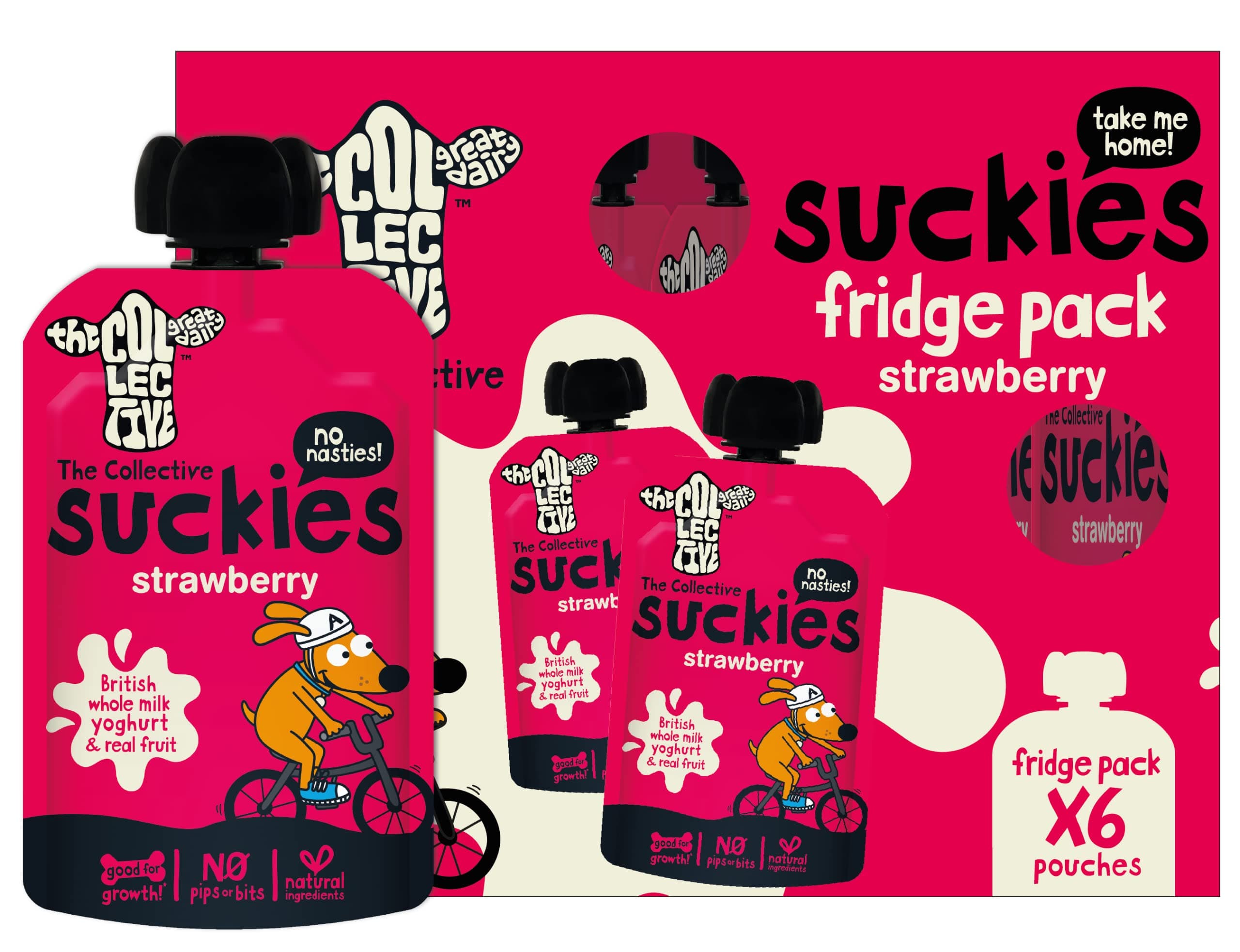 Suckies Strawberry Kids Yoghurt Pouch Multi-Pack 6 x 90g