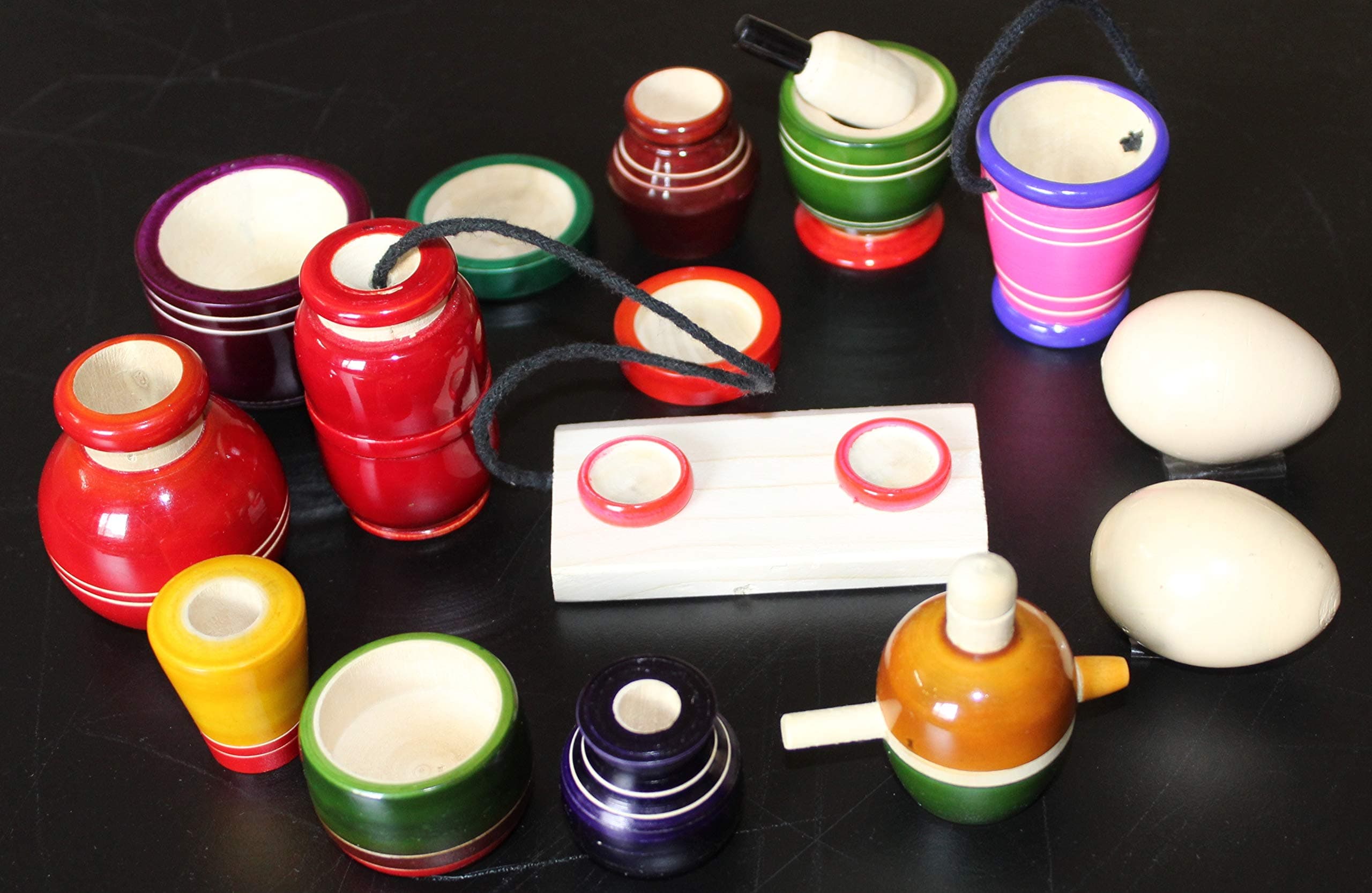 SUVE Wooden Kitchen(Cooking) Playset For Girls(16 Pcs) /Shiny & Glossy Wooden Choppu Jaman / Traditional Cooking Playset / Wooden Toy Kitchen Playset For Girls/ Perfect Birthday Gift for kids / Princess Kitchen Set / Pretend Play Kitchen Set for Kids