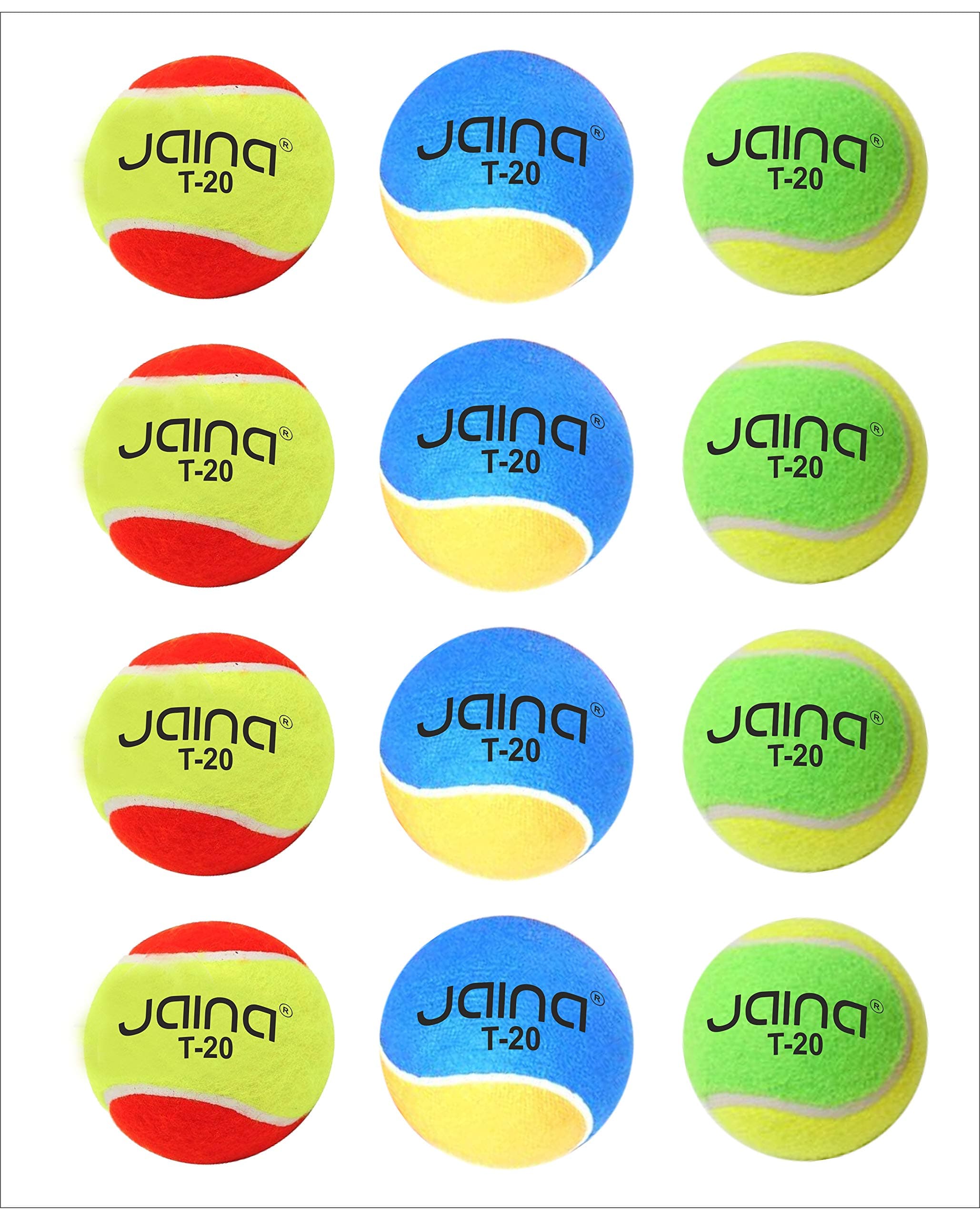 JAINA Rubber Tennis Ball, Size Standard (Multicolour)