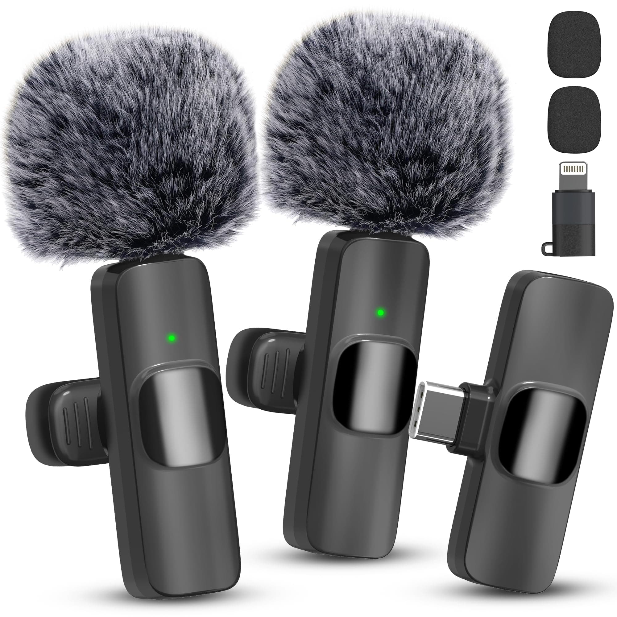 - Wireless Microphone for iPhone, Android Wide Compatibility Noise Reduction Clear Sound Lavalier Microphone for Podcast, Video Recording, Live Streaming, YouTube, Tiktok, Vlog, 2 Pack
