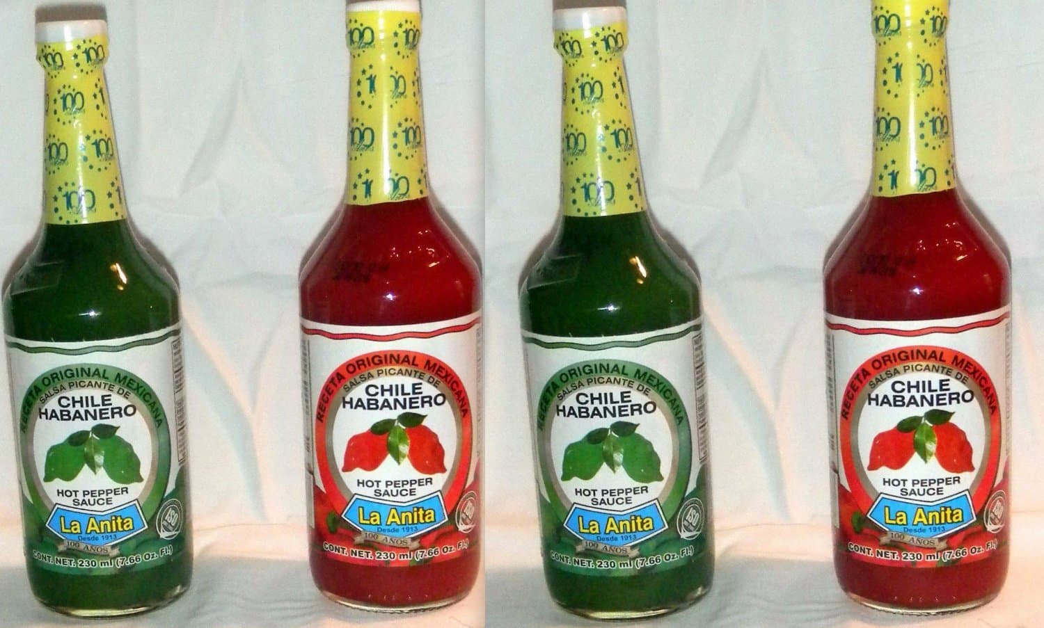 4 X La Anita Chile Habanero Hot Pepper Sauce From Mexico 7oz Glass Bottles Sealed