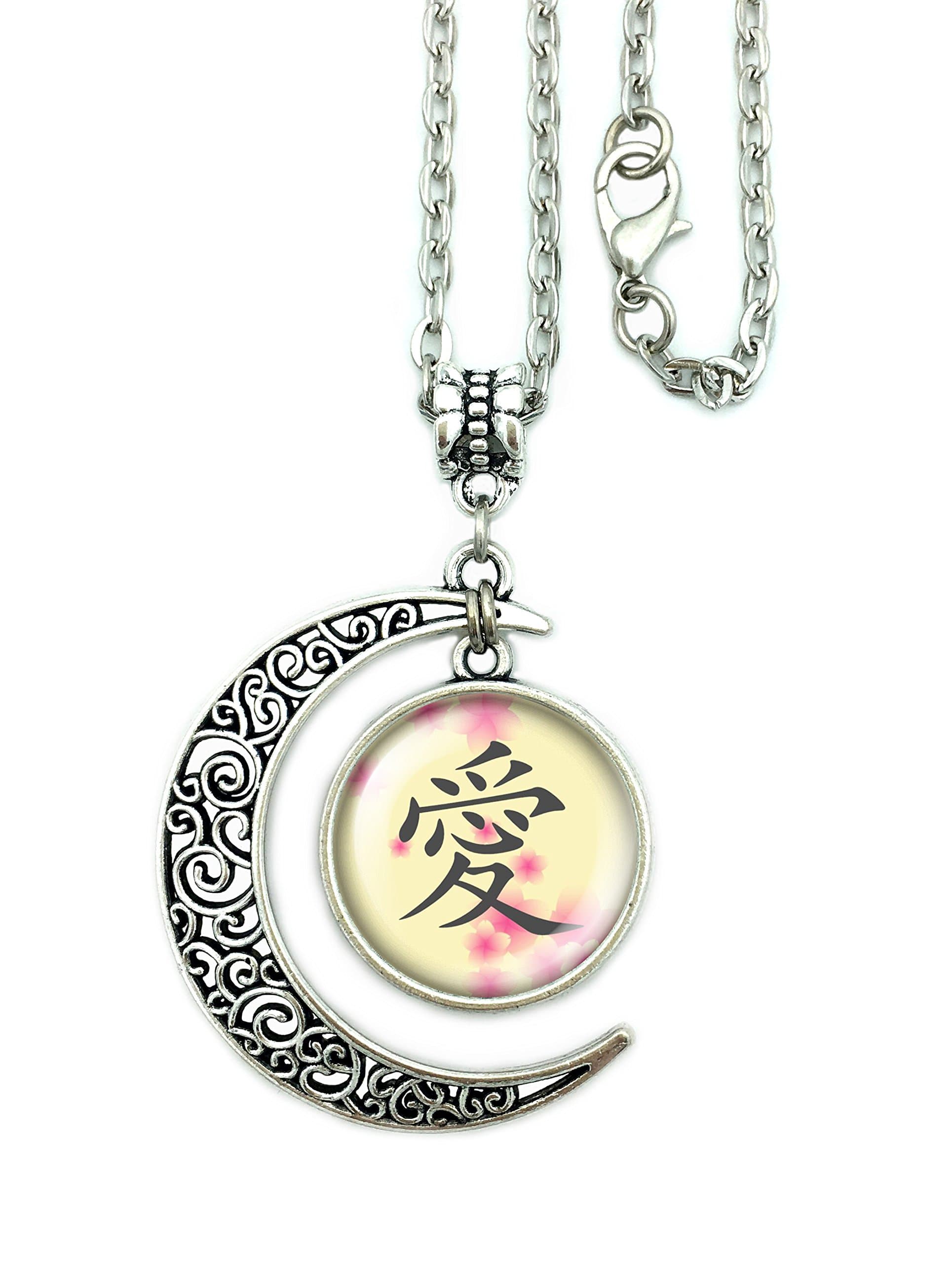 ALNDA Kanji Love Necklace,Japanese Kanji Love Symbol with Chinese Characters for Women