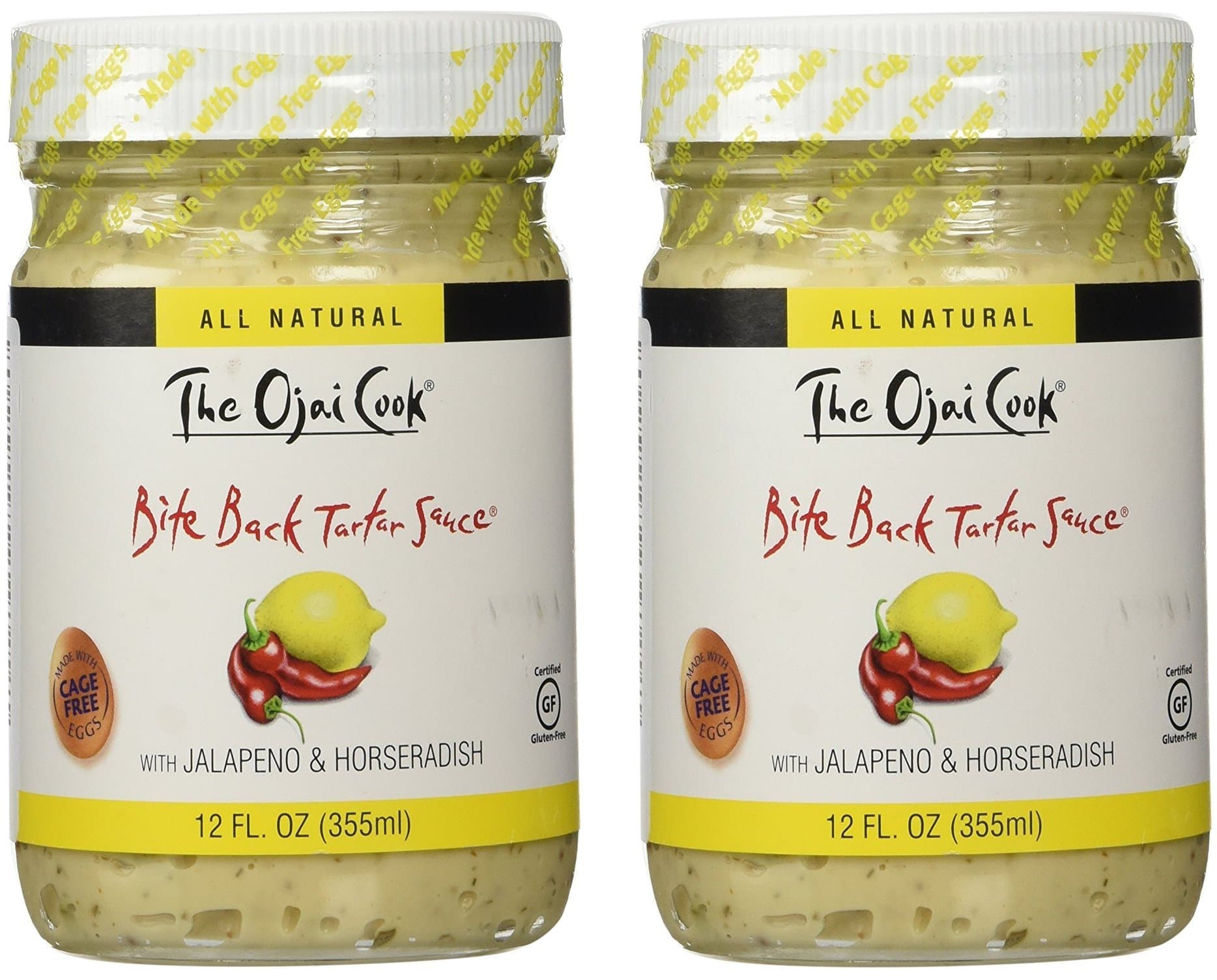 The Ojai Cook Bite Back Tartar Sauce - Organic, Spicy Flavored Mayonnaise Made with Cage-Free Eggs, Jalapeno and Horseradish - 12 fl oz (Pack of 2)