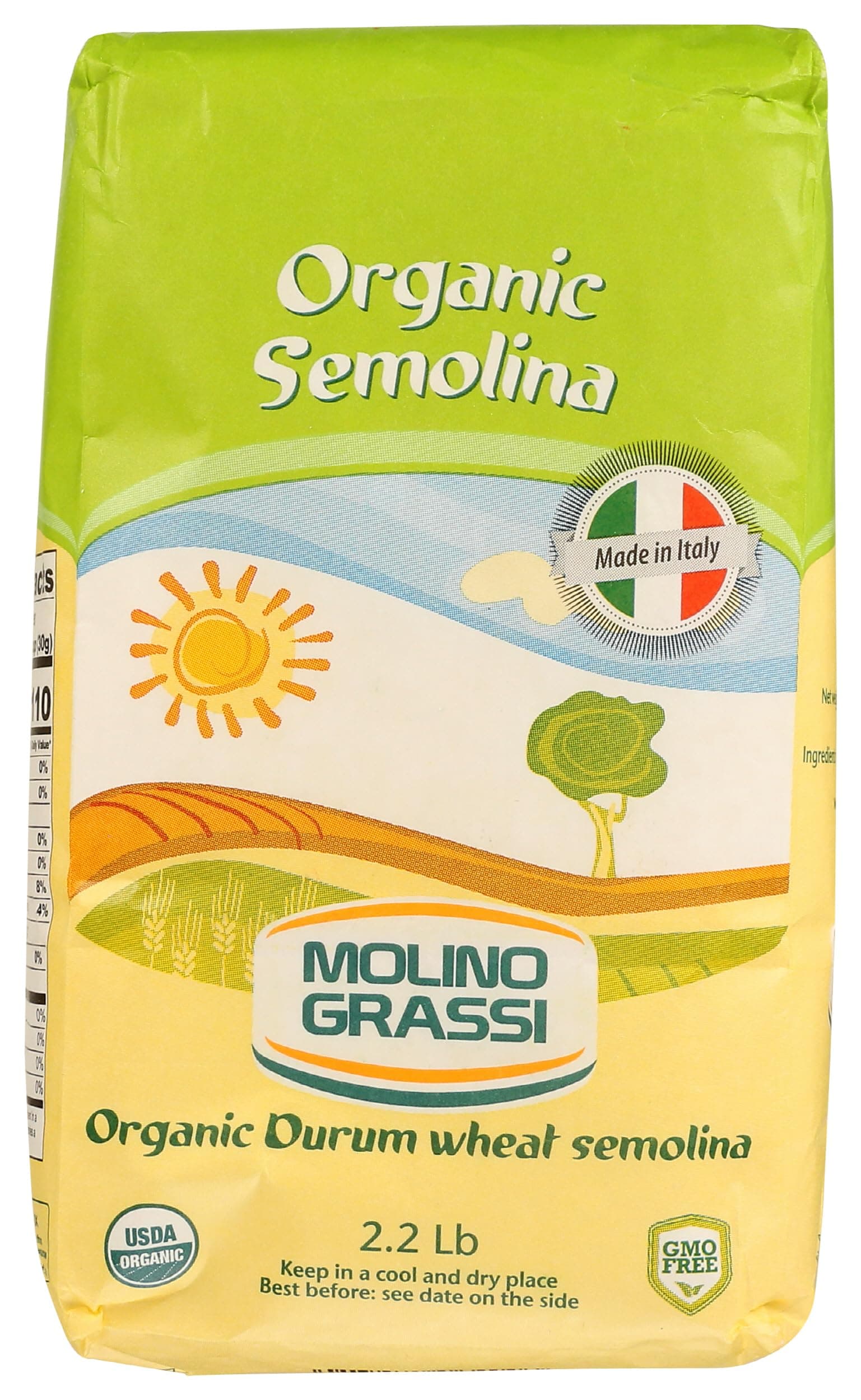 MOLINO GRASSI Organic Italian Semolina Flour, 35.2 OZ