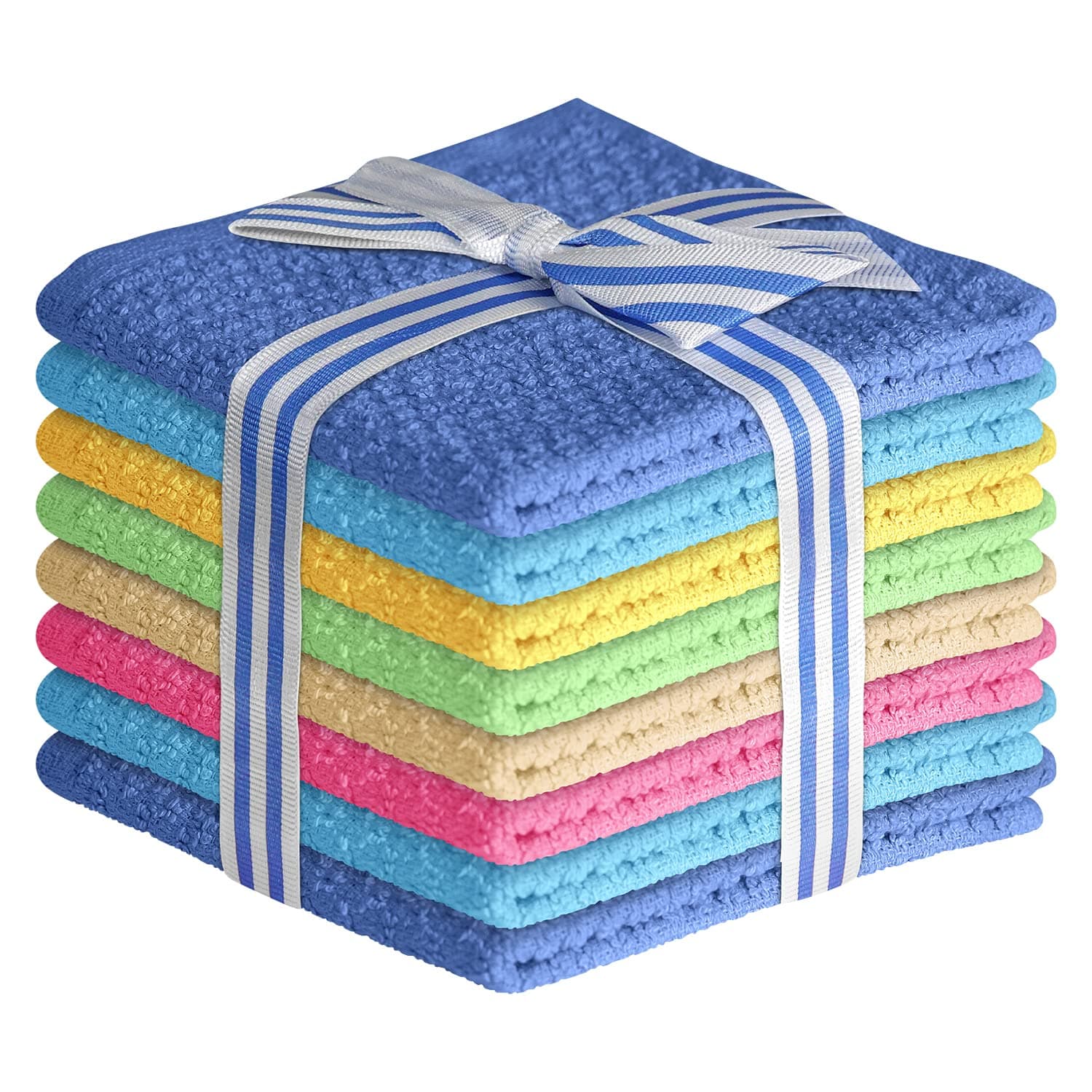 Elaine Karen Multicolored Body Wash Cloths Cotton Washcloths 8 Pack Cotton wash Cloths for Showering, Face Towels Cotton, Rags for Body - Soft and Absorbent - Wash Cloths for Body, 12 x 12 Inches