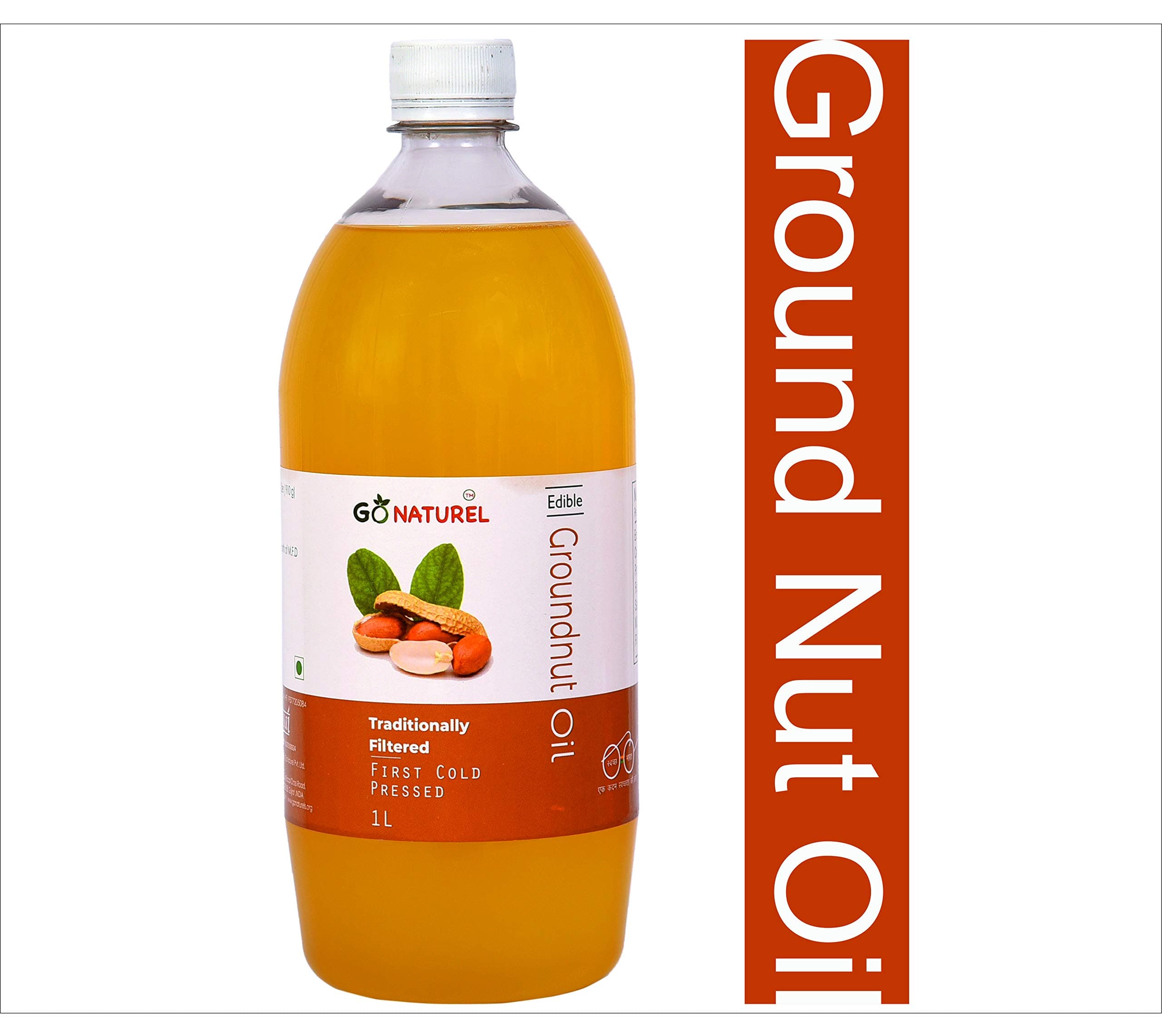 Go Naturel Cooking Oil Cold Pressed Groundnut/Peanut Oil (Virgin, Chekku / Ghani) - 1 Litre