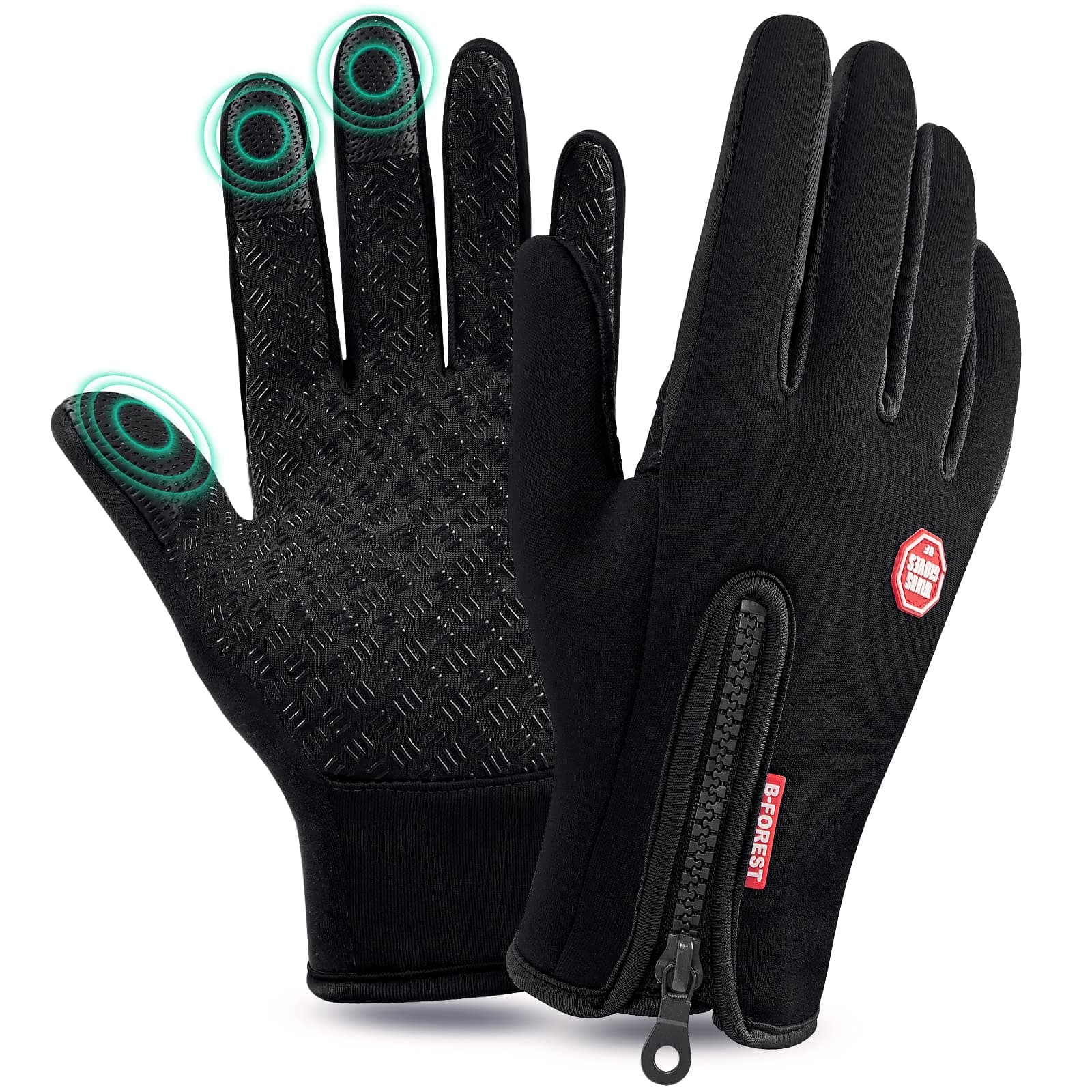 Zenoplige Cycling Gloves, Touchscreen Gloves Windproof Waterproof Zipper Thermal Gloves Non-slip Winter Gloves For Men Women Cycle Skiing Hiking Climbing Camping Driving Gardening