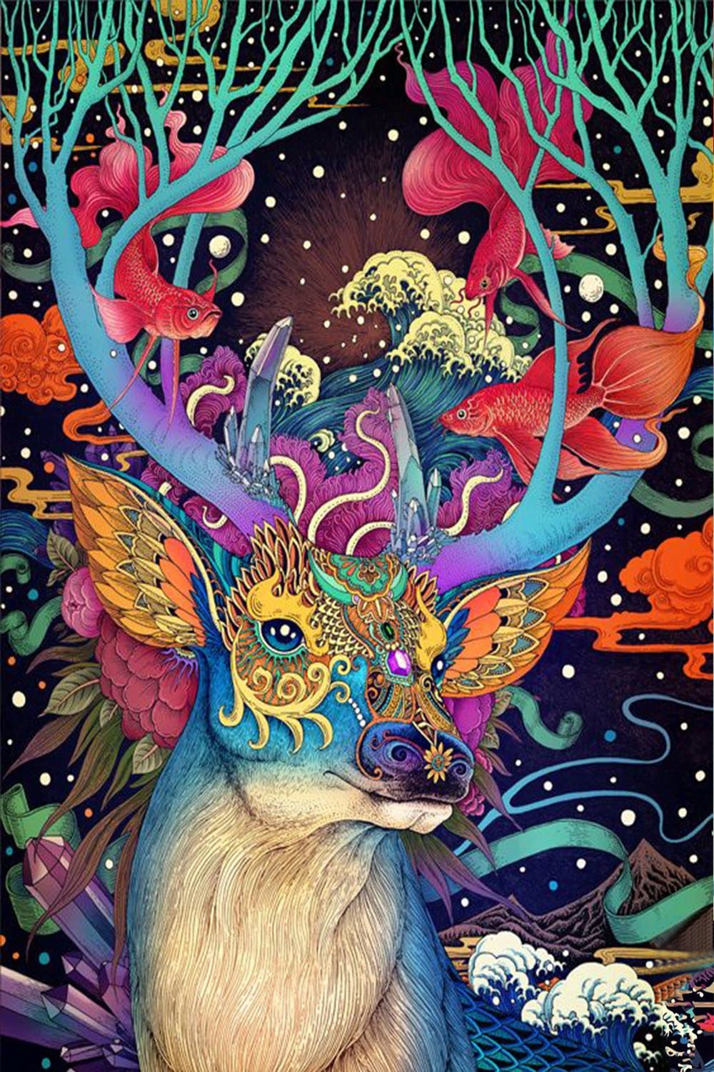 Jigsaw Puzzles Wooden for Adults 1000 Piece Colorful Deer