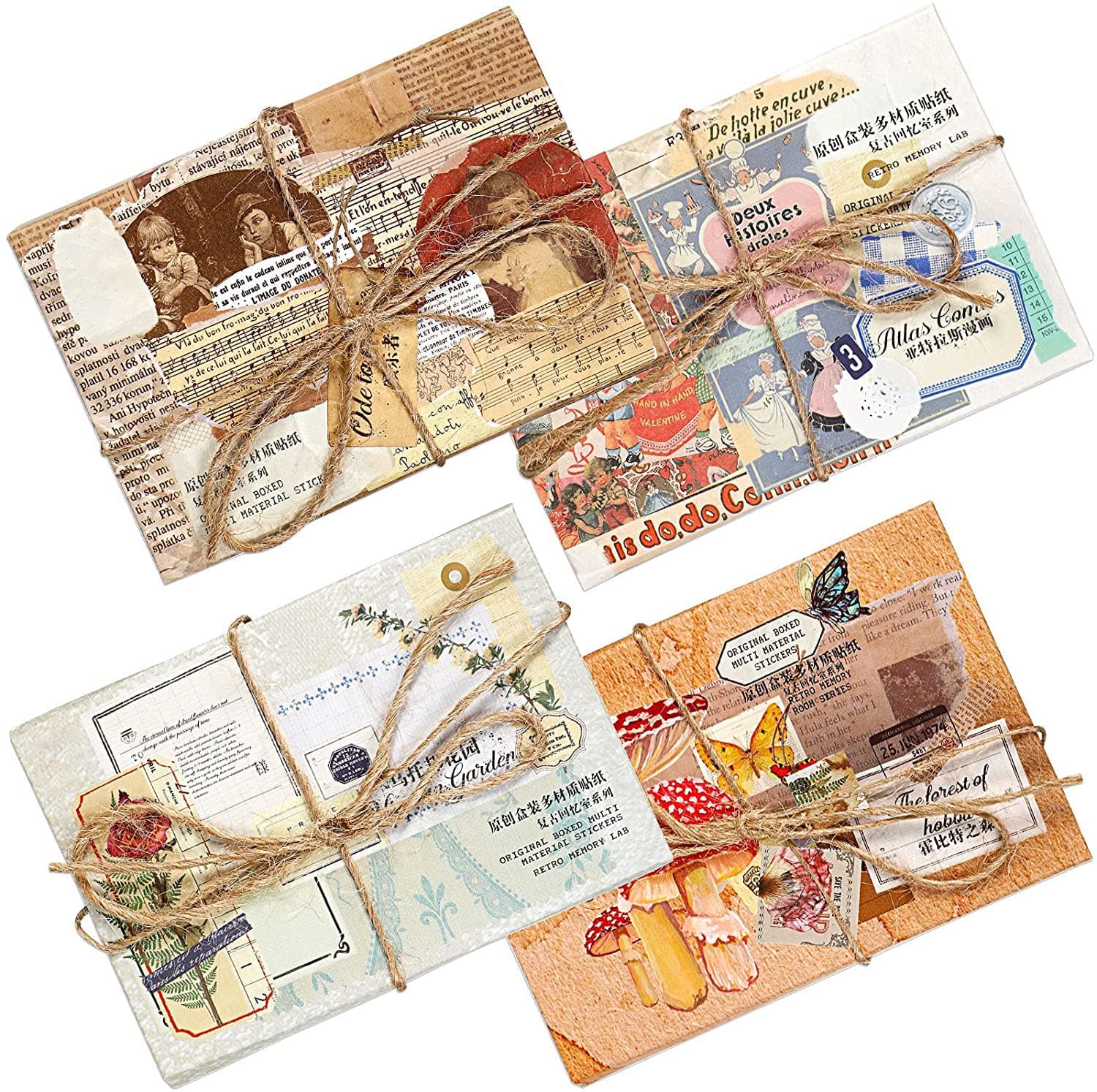 ELECDON Vintage Pattern Scrapbook Stickers Set 240 Pieces, Aesthetic Vintage Sticker Pack Washi Paper Journal Stickers, Retro Butterfly Plant Flower Planner Stickers, Supplies for Art DIY Crafts