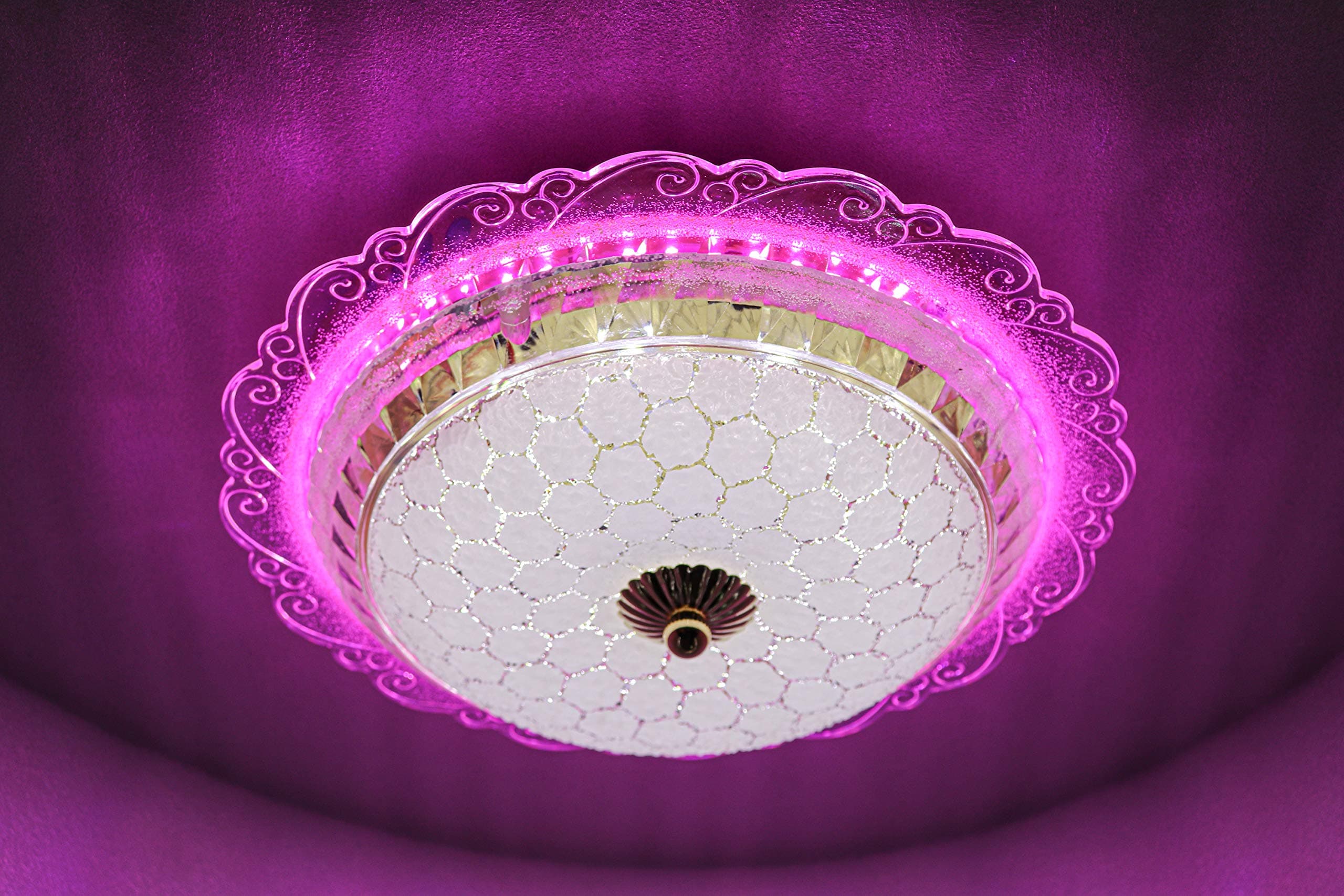 swanart Chandelier Light for Living Dining Room Round Glass LED Lights - Enhance Your Space with Elegant Illumination (12 inch)