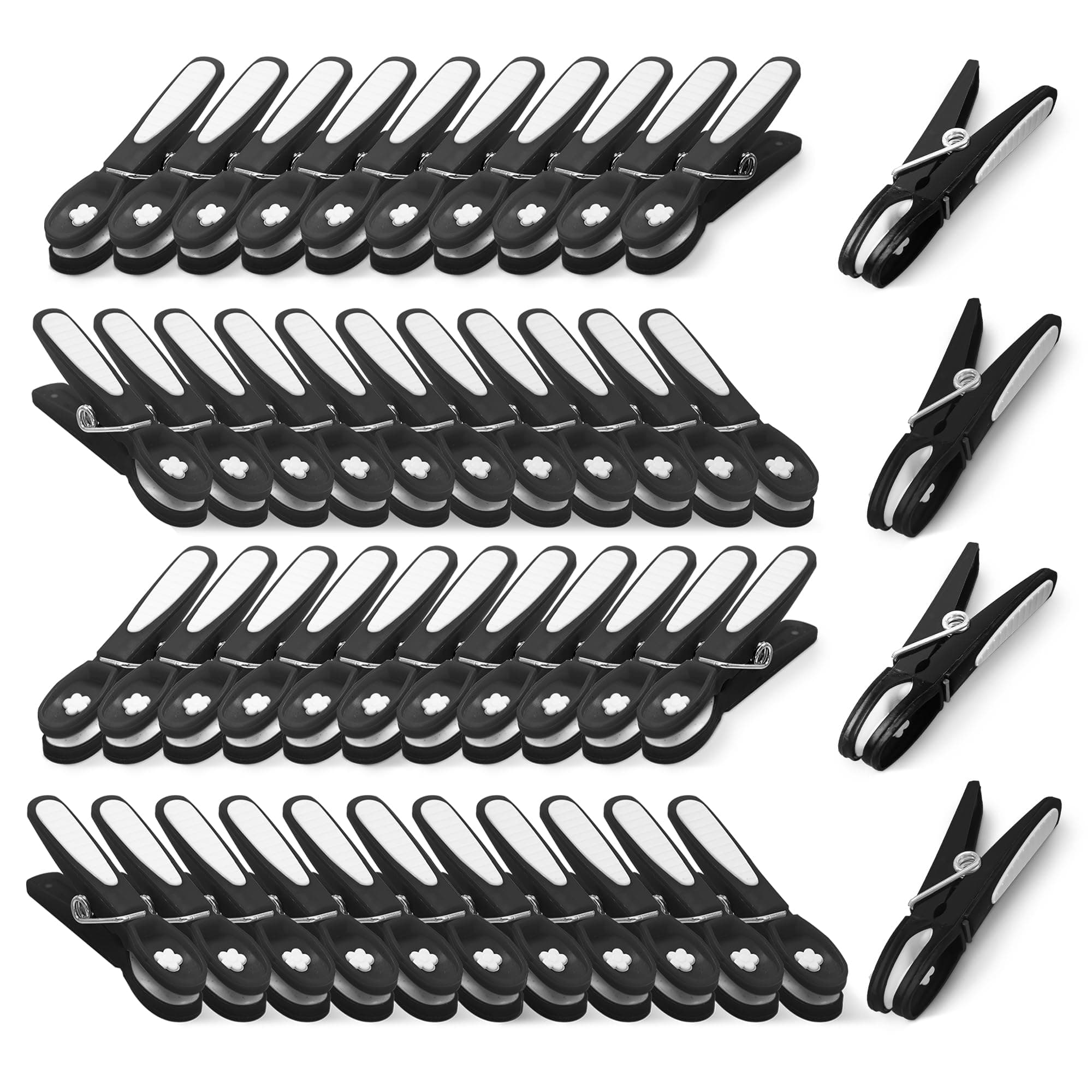 KEPLIN Clothes Pegs for Washing Line - 48 Pack (Black), Washing Line Pegs with Metal Spring for Strong Grip, Washing Pegs Designed to Avoid Marks, UV Resistant for Indoor & Outdoor